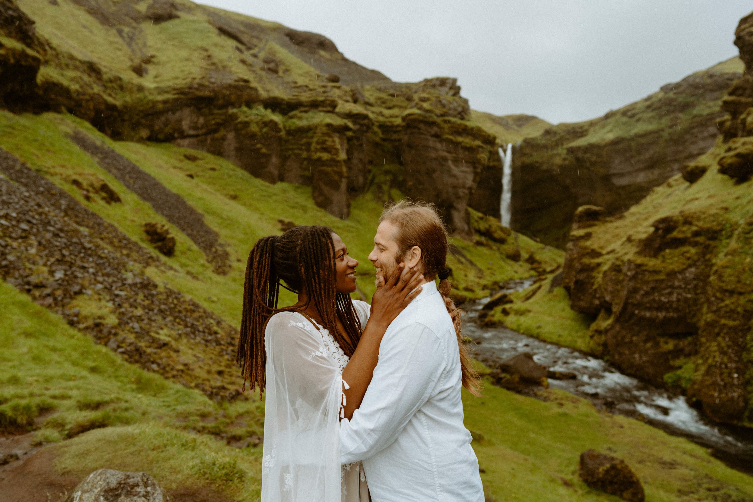 Iceland Kvernufoss waterfall and Reynisfjara black sand beach elopement | destination wedding photographer | adventure wedding 
