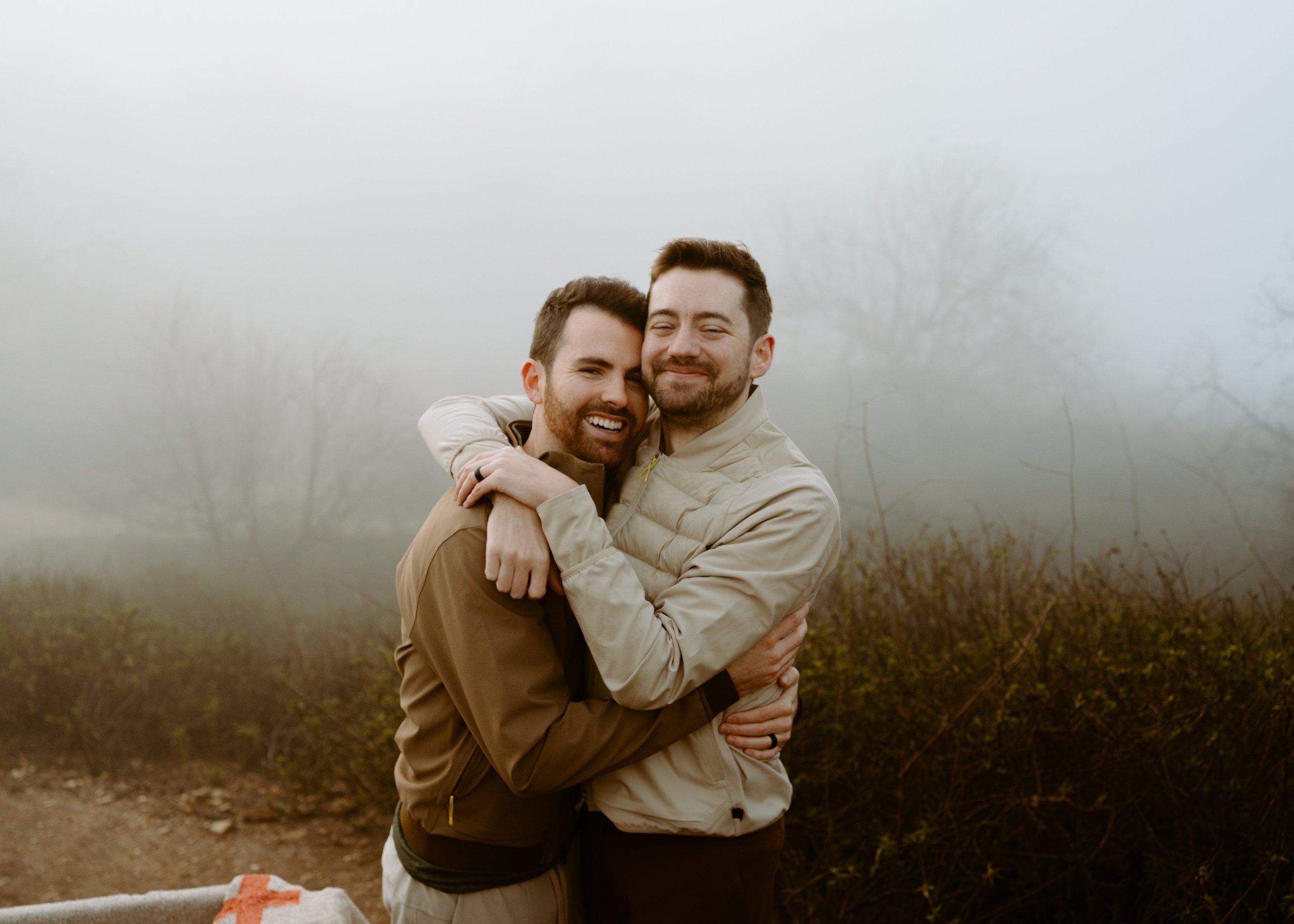 Los Angeles Proposal and Engagement photos at Fryman Canyon Trail and Griffith Observatory. Couple photography in southern California. LGBTQ+ Engagement. Gay couple. 
