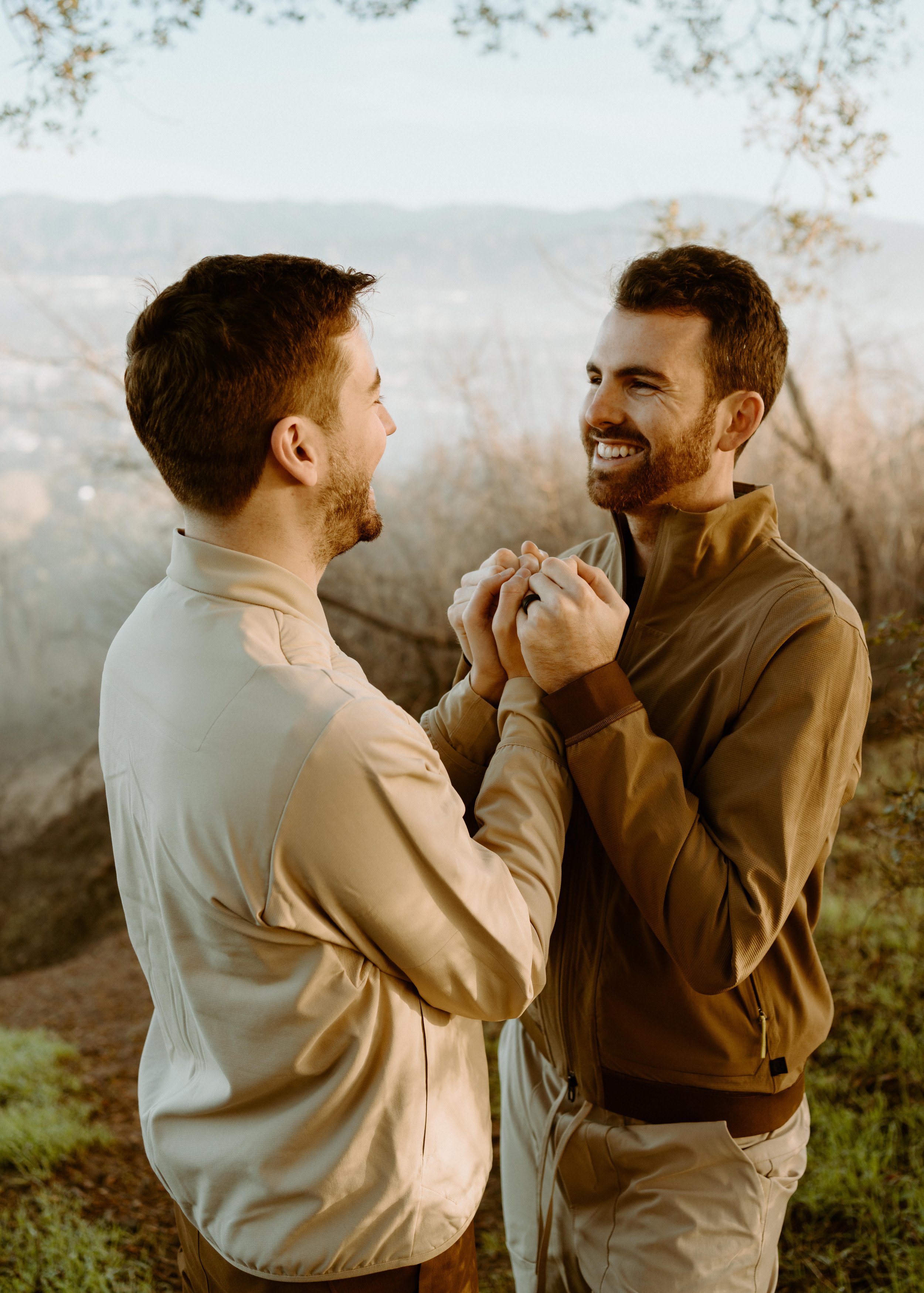 Los Angeles Proposal and Engagement photos at Fryman Canyon Trail and Griffith Observatory. Couple photography in southern California. LGBTQ+ Engagement. Gay couple. 