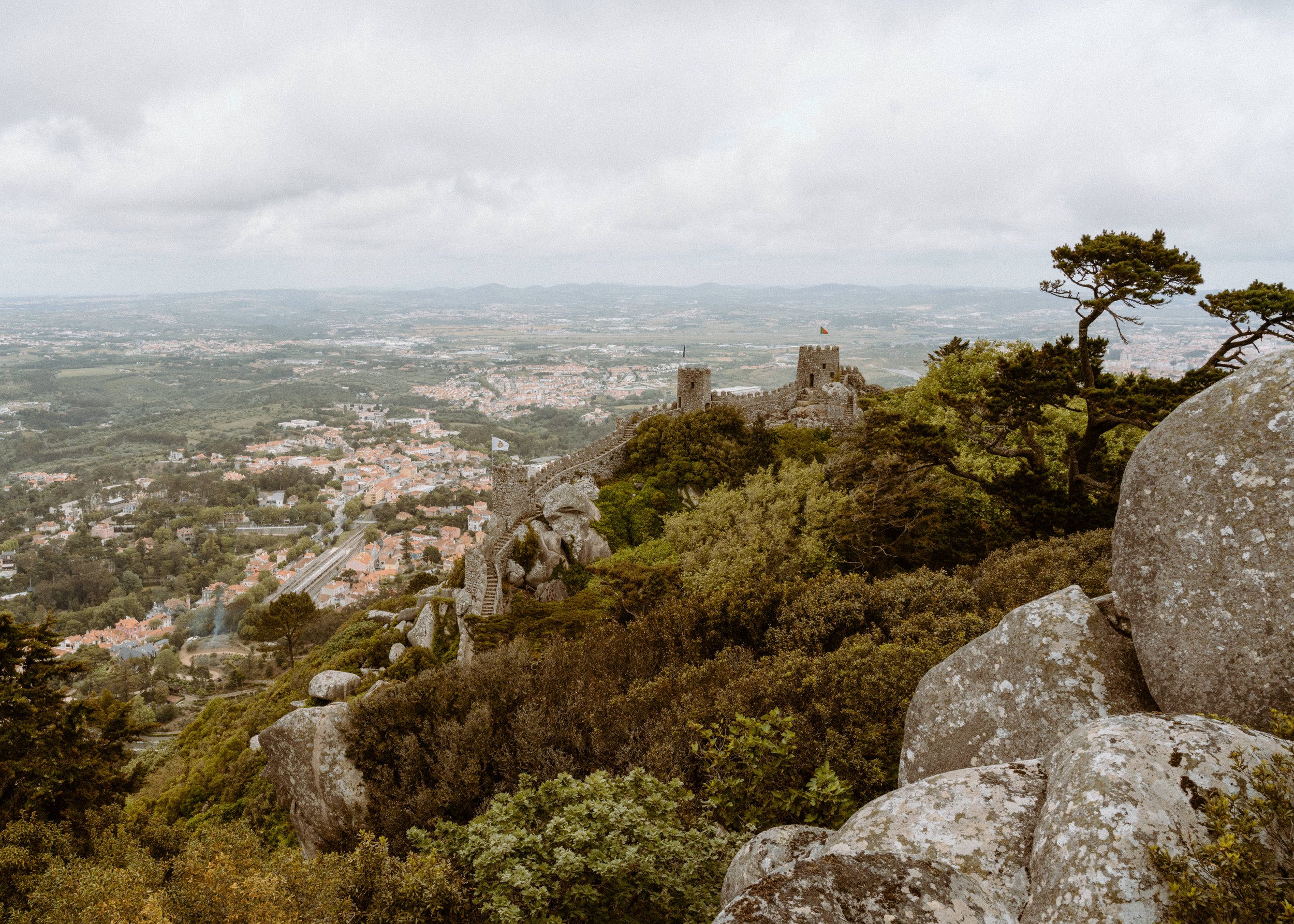 Modern Portugal elopement at colorful Pena Palace