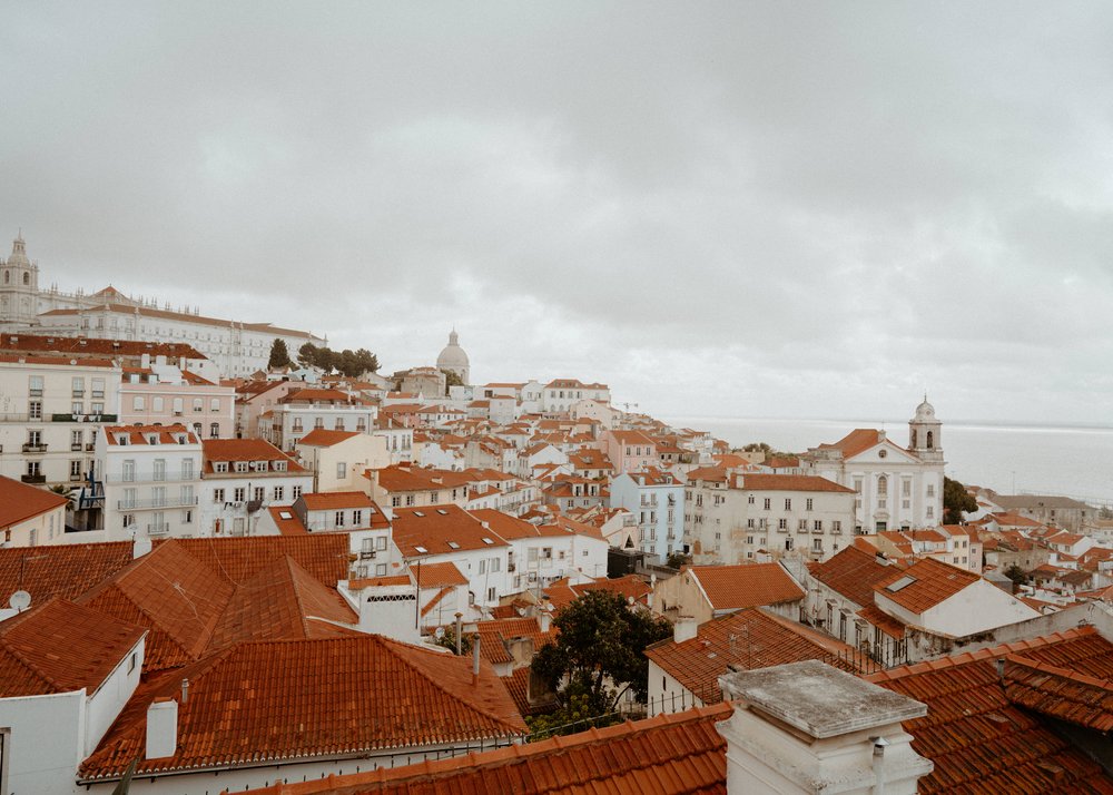 View from Miradouro Portas Do Sol in Aflame, Lisbon, Portugal