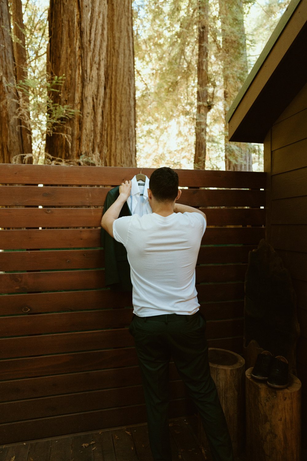 Glen Oaks Elopement Wedding | Redwoods Wedding Photos | Big Sur Elopement Photographer | Destination Elopement | Groom getting ready