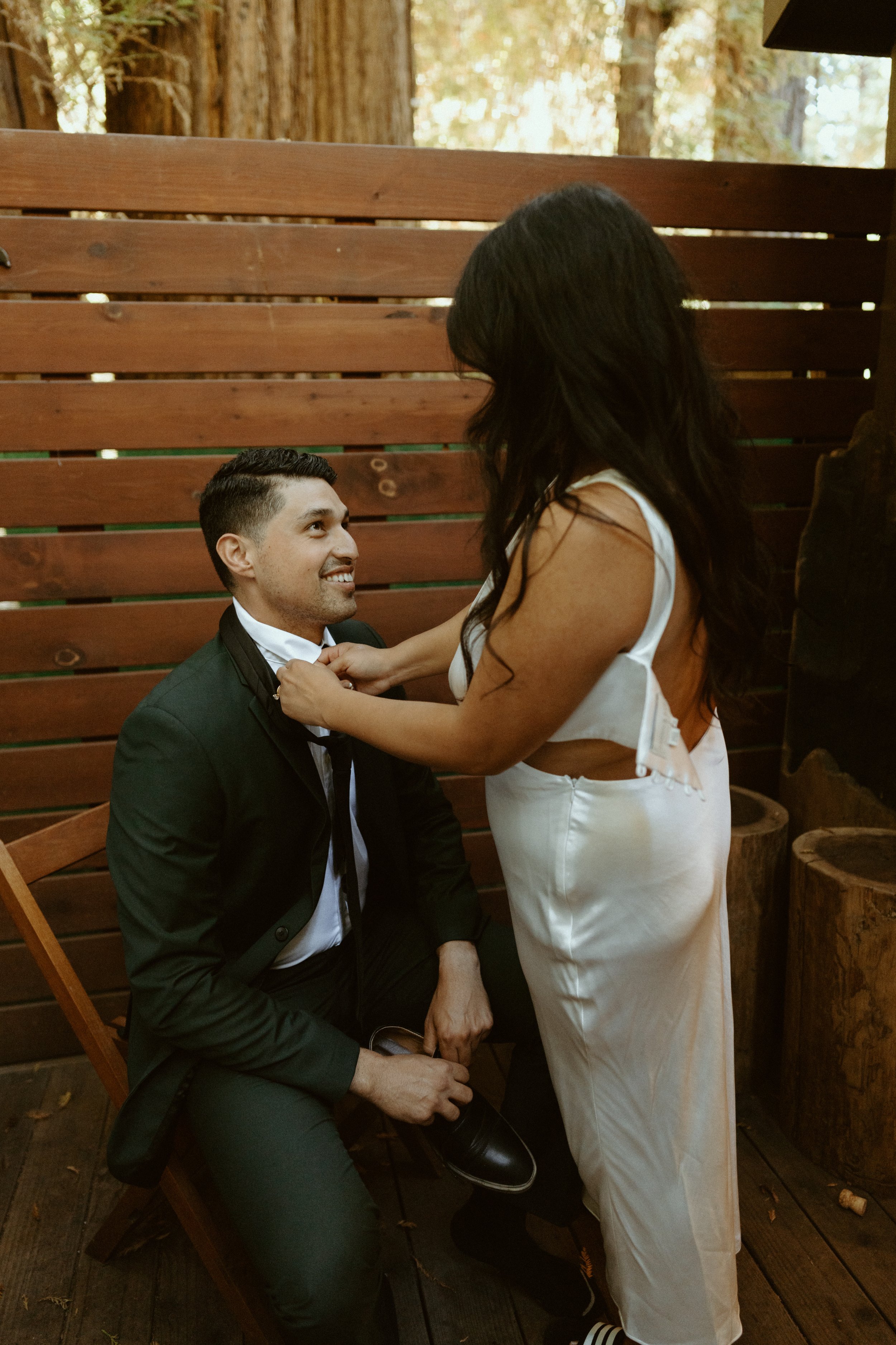 Glen Oaks Elopement Wedding | Redwoods Wedding Photos | Big Sur Elopement Photographer | Destination Elopement | Groom getting ready