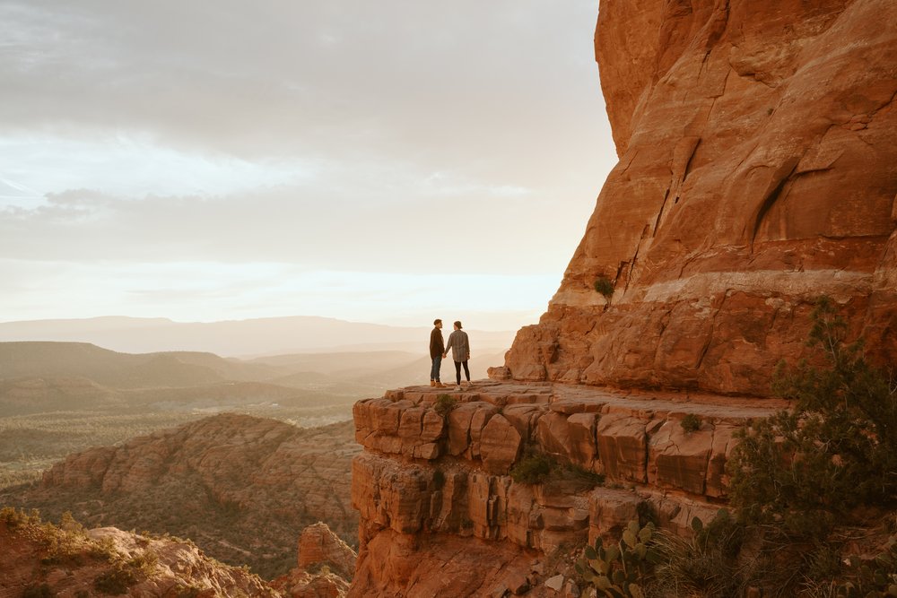 Cathedral Rock Proposal | Sedona, Arizona Engagement Photos | LGBTQ+ Couple | Carrie Rogers Photography