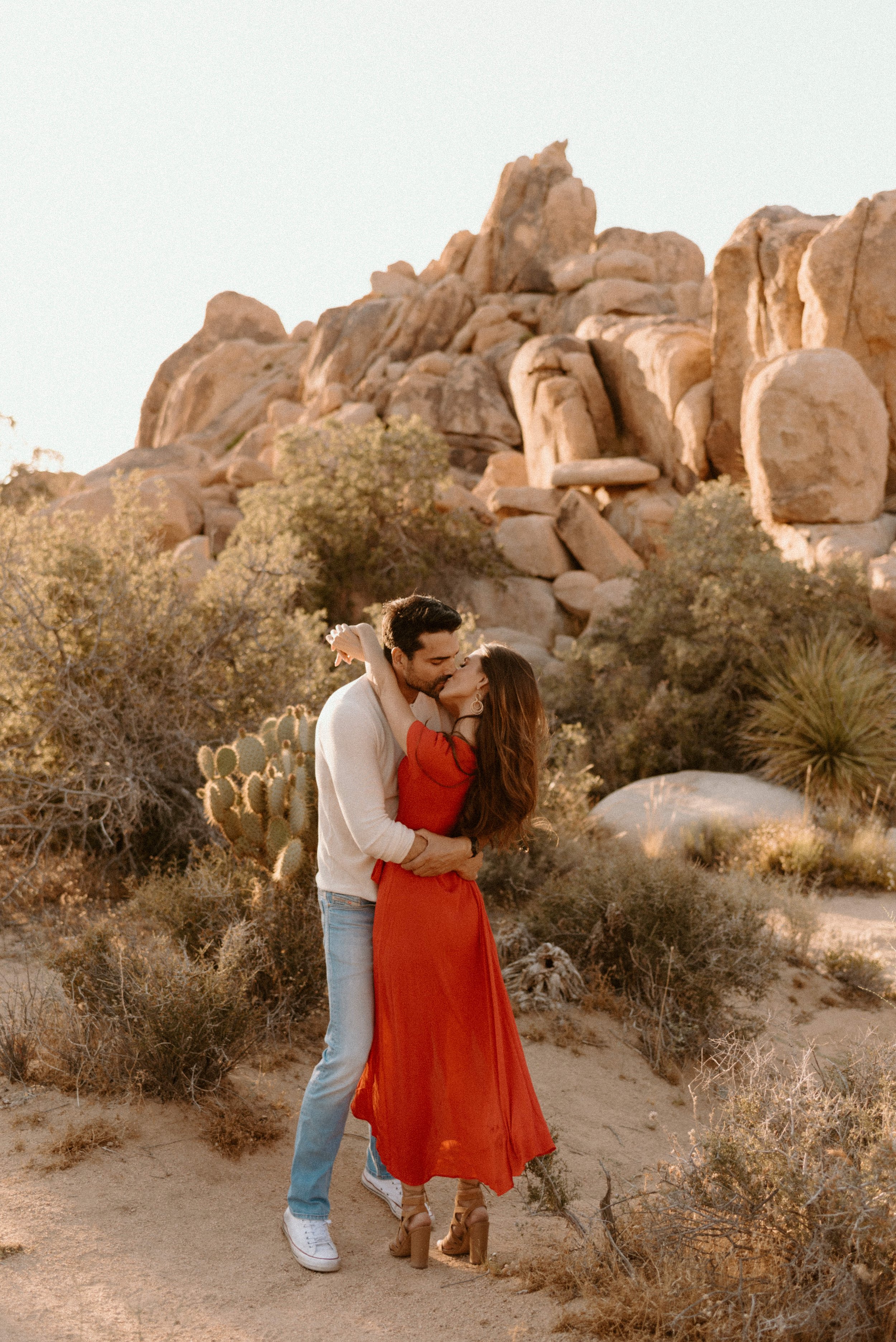 Joshua Tree National Park Engagement Session | Romantic Couples Photos | Joshua Tree Elopement Photographer | golden hour desert engagement session