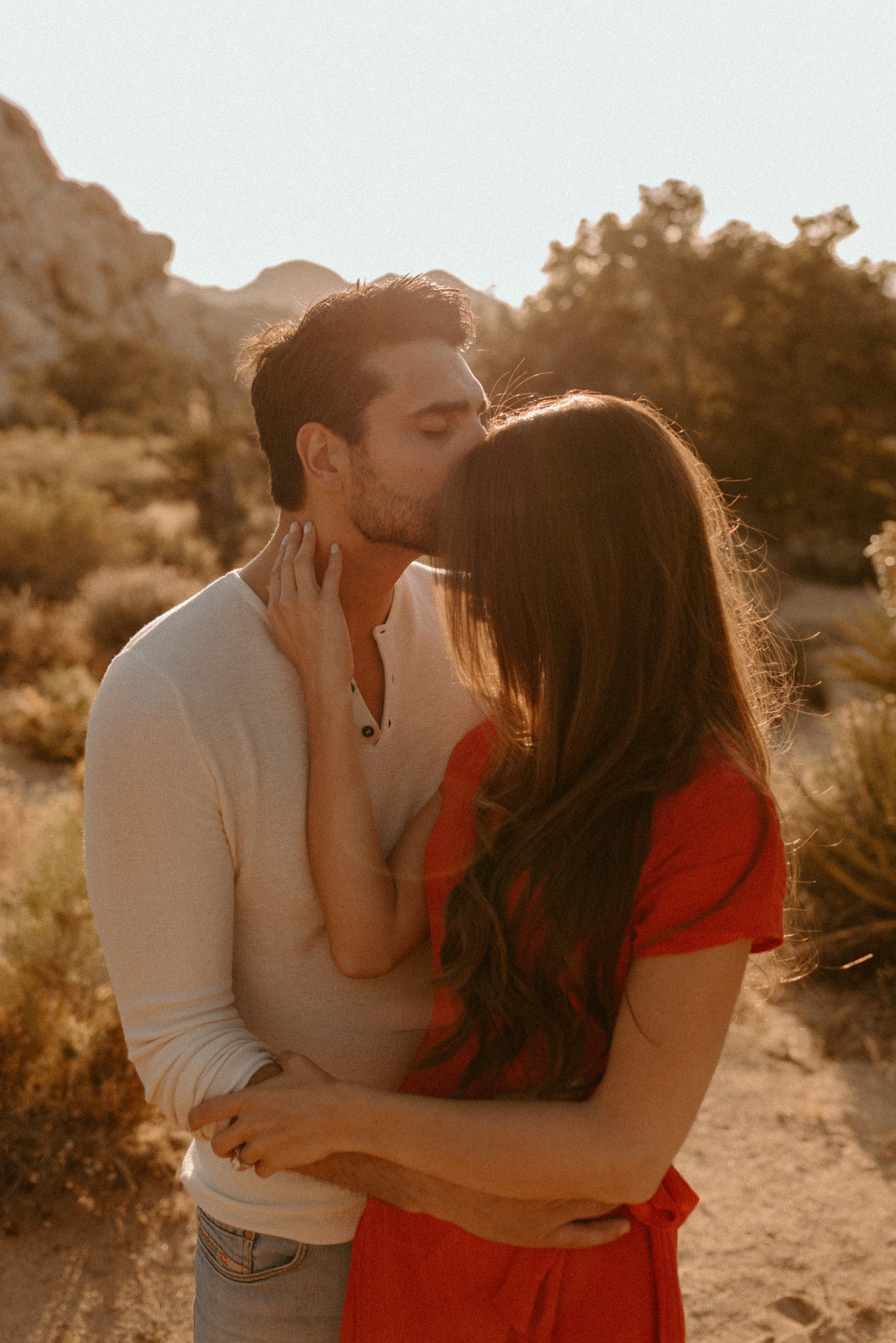 Joshua Tree National Park Engagement Session | Romantic Couples Photos | Joshua Tree Elopement Photographer | golden hour desert engagement session