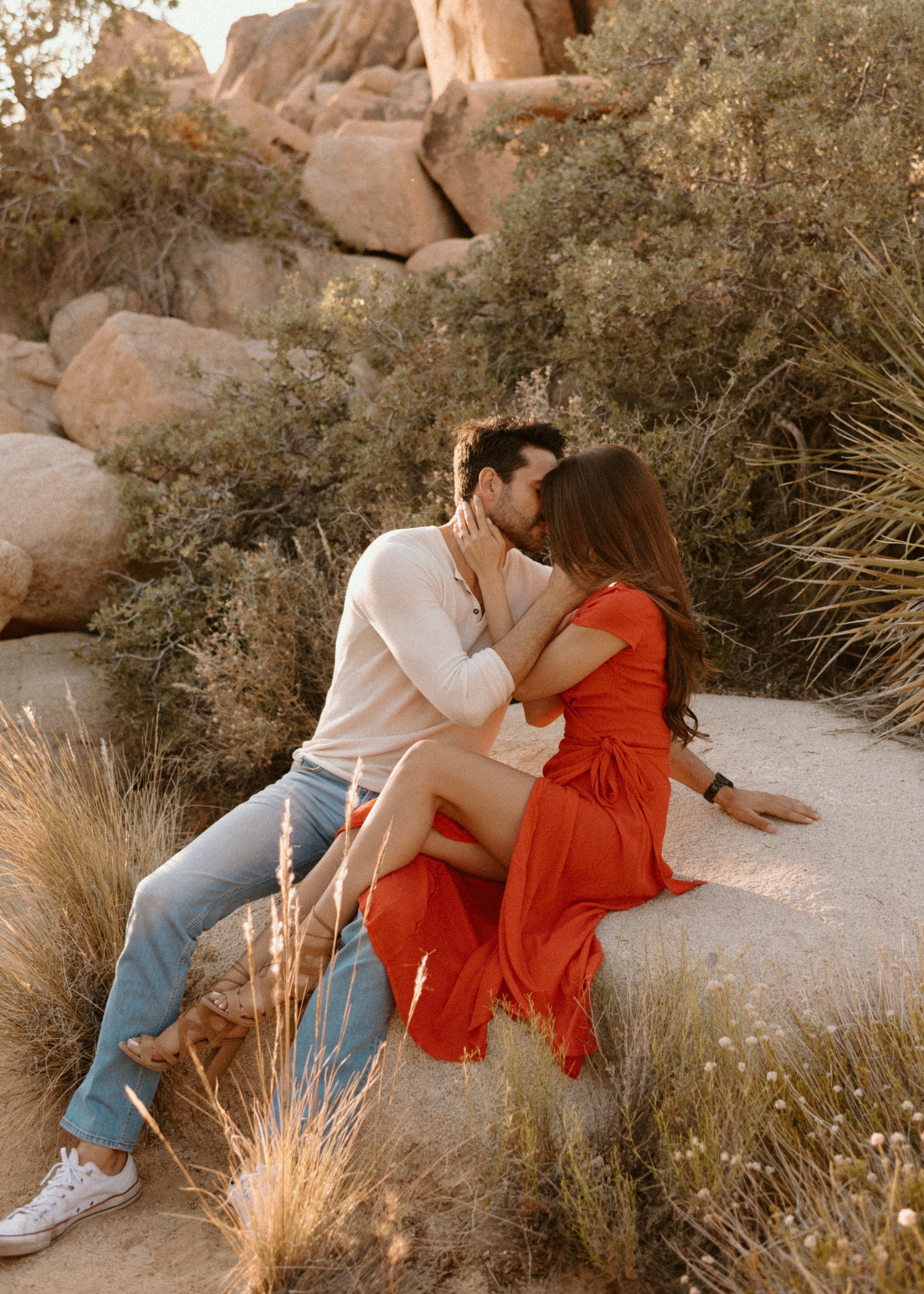 Joshua Tree National Park Engagement Session | Romantic Couples Photos | Joshua Tree Elopement Photographer | golden hour desert engagement session