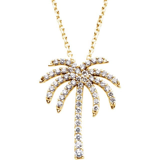 White Gold Diamond Palm Tree Necklace – Jewelry Store