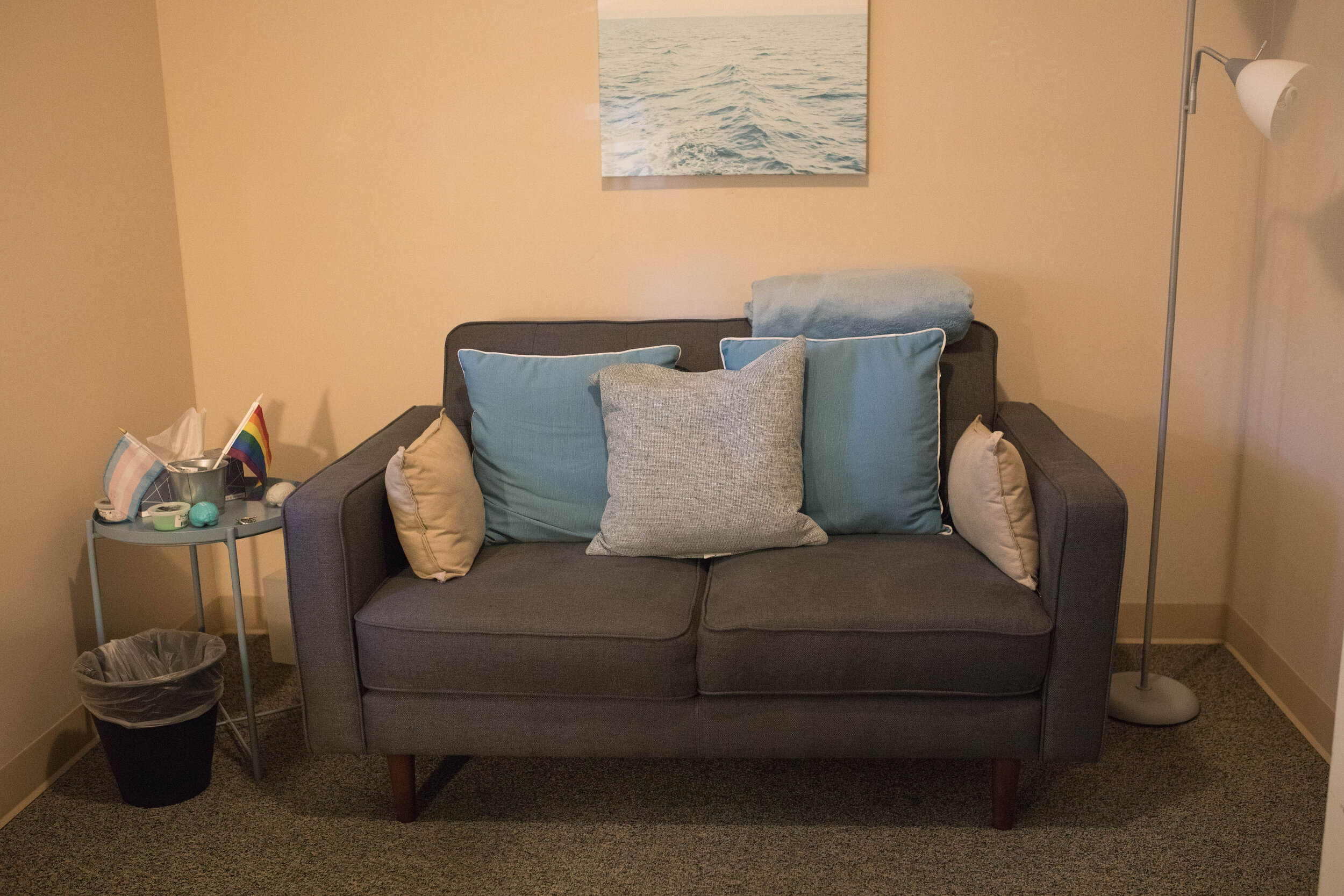 Our COuch in our Banker’s Hill Office