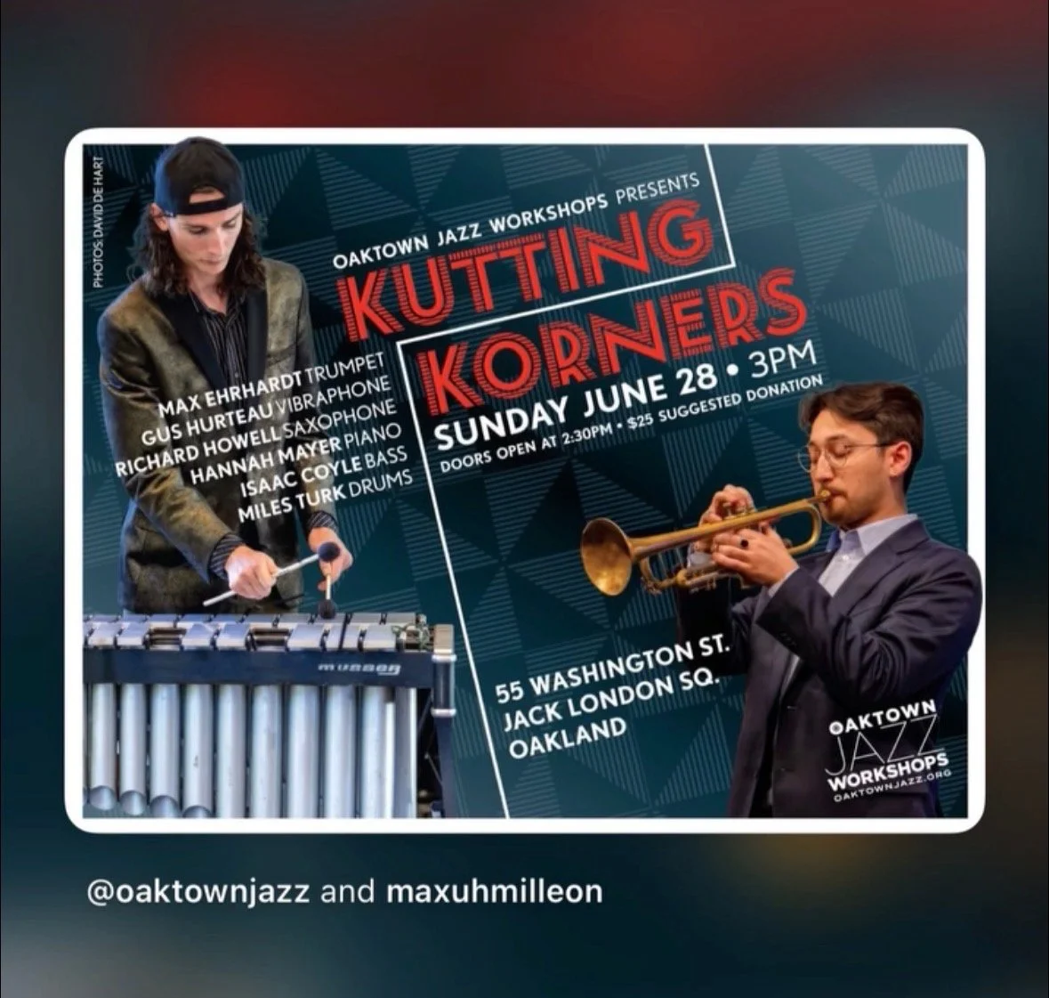 SUN 6/28/26 3PM - Kutting Korners  at Jack London Square!