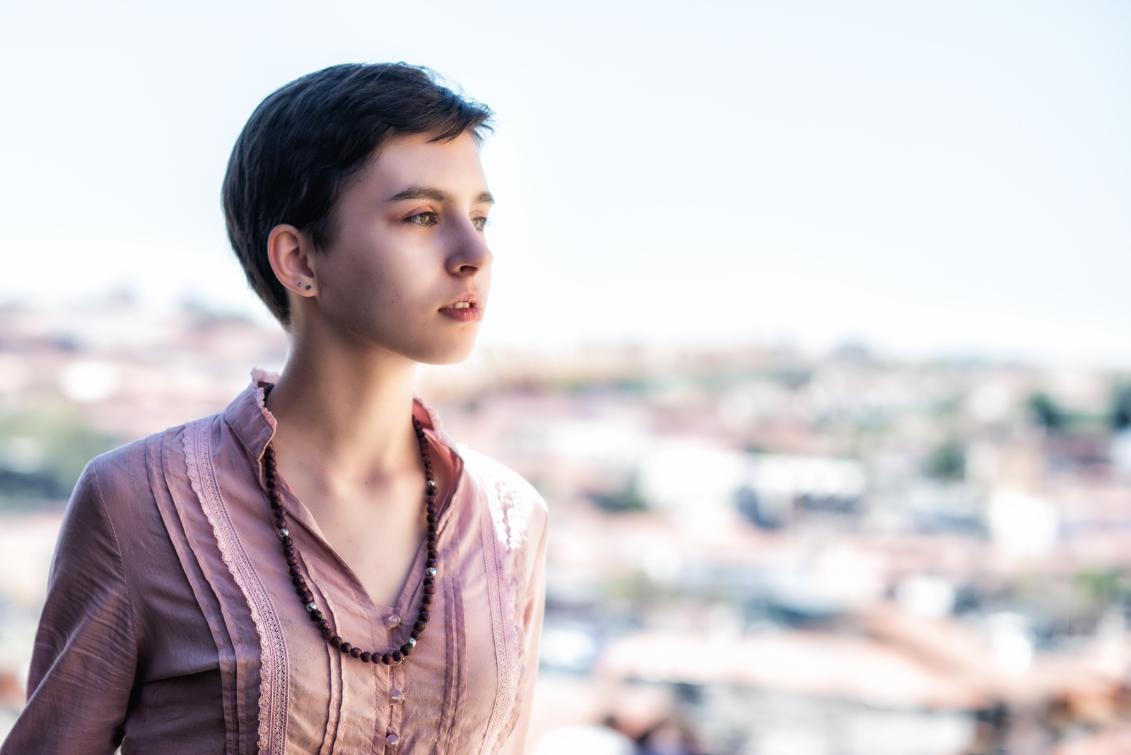 Girl looking at city