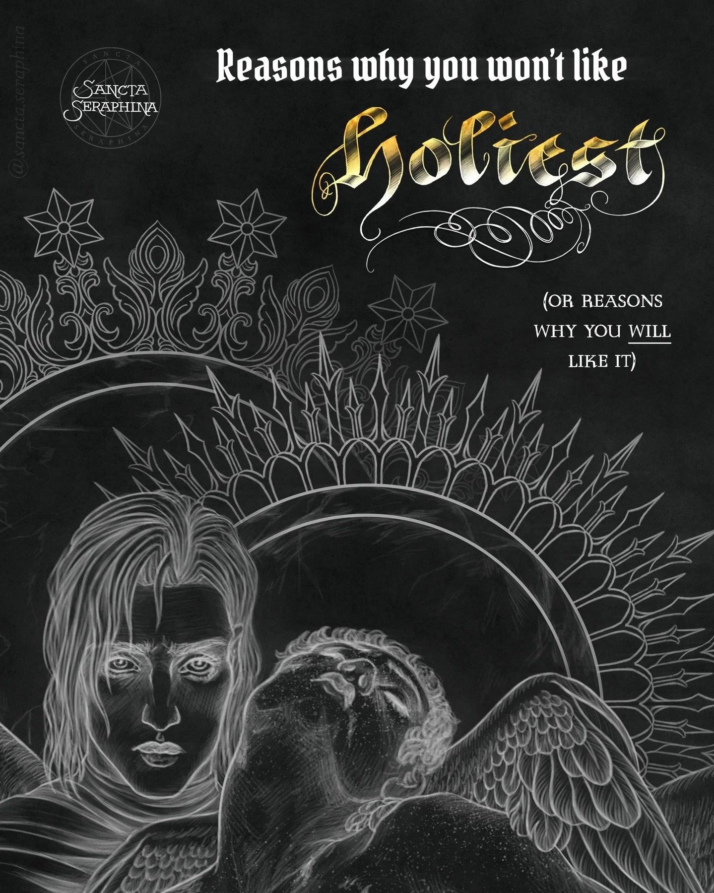 The Princess of Hell will be very sad if you don't like his book 🤭🦚 That being said, you don't have to like it.

(Not liking horror is a very valid reason to not like it)

Yes I downloaded this font just to match the cover of that recent reel on my