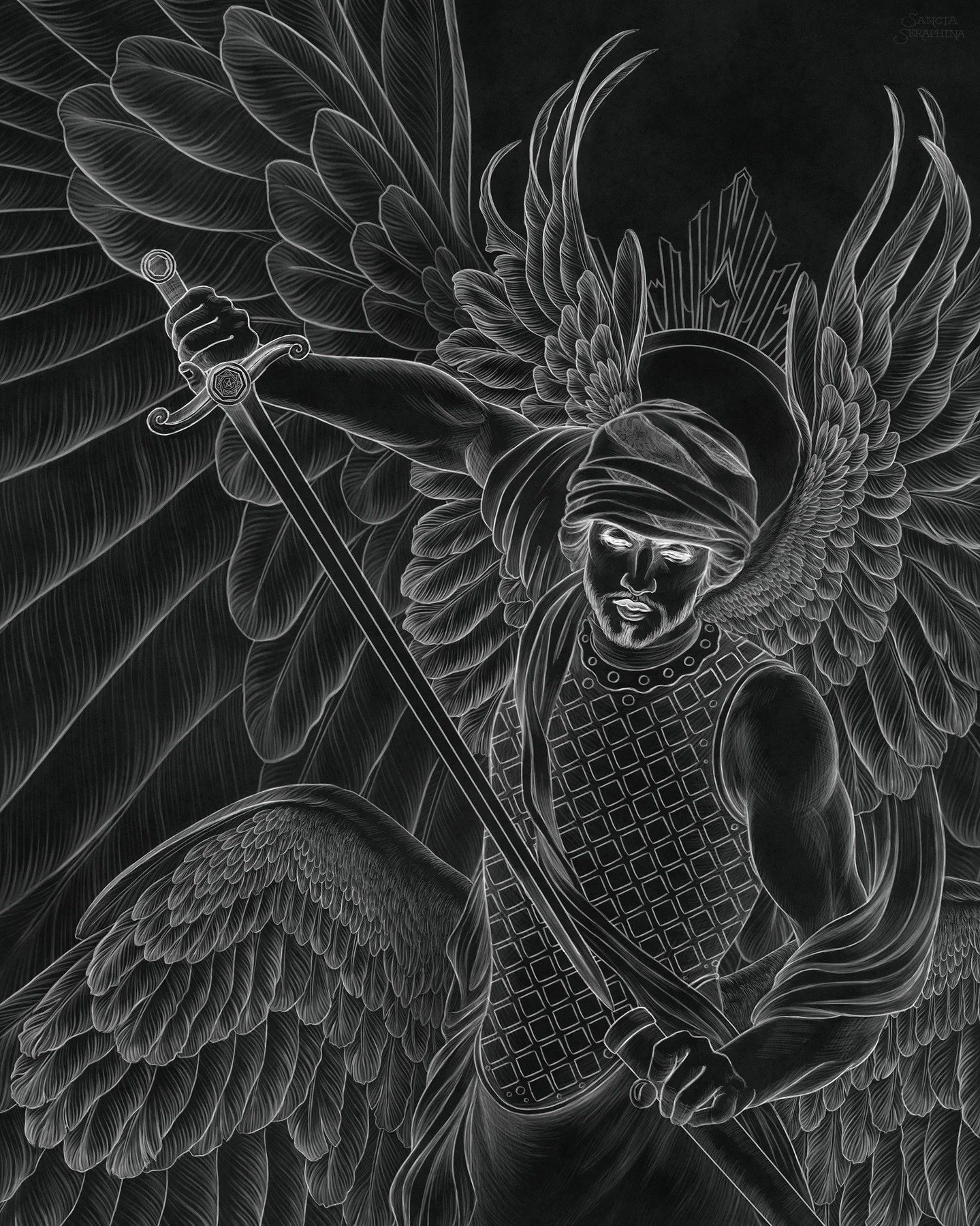 ANGELTOBER 2025 - Day 15: Saint Michael (swipe for full view!) (a super fun fact about this picture is that I started it in 2019 🙈)

...well in my stories, he spells it Mikhael, but that's okay. 🤭 Mikhael is actually one of the characters who I get