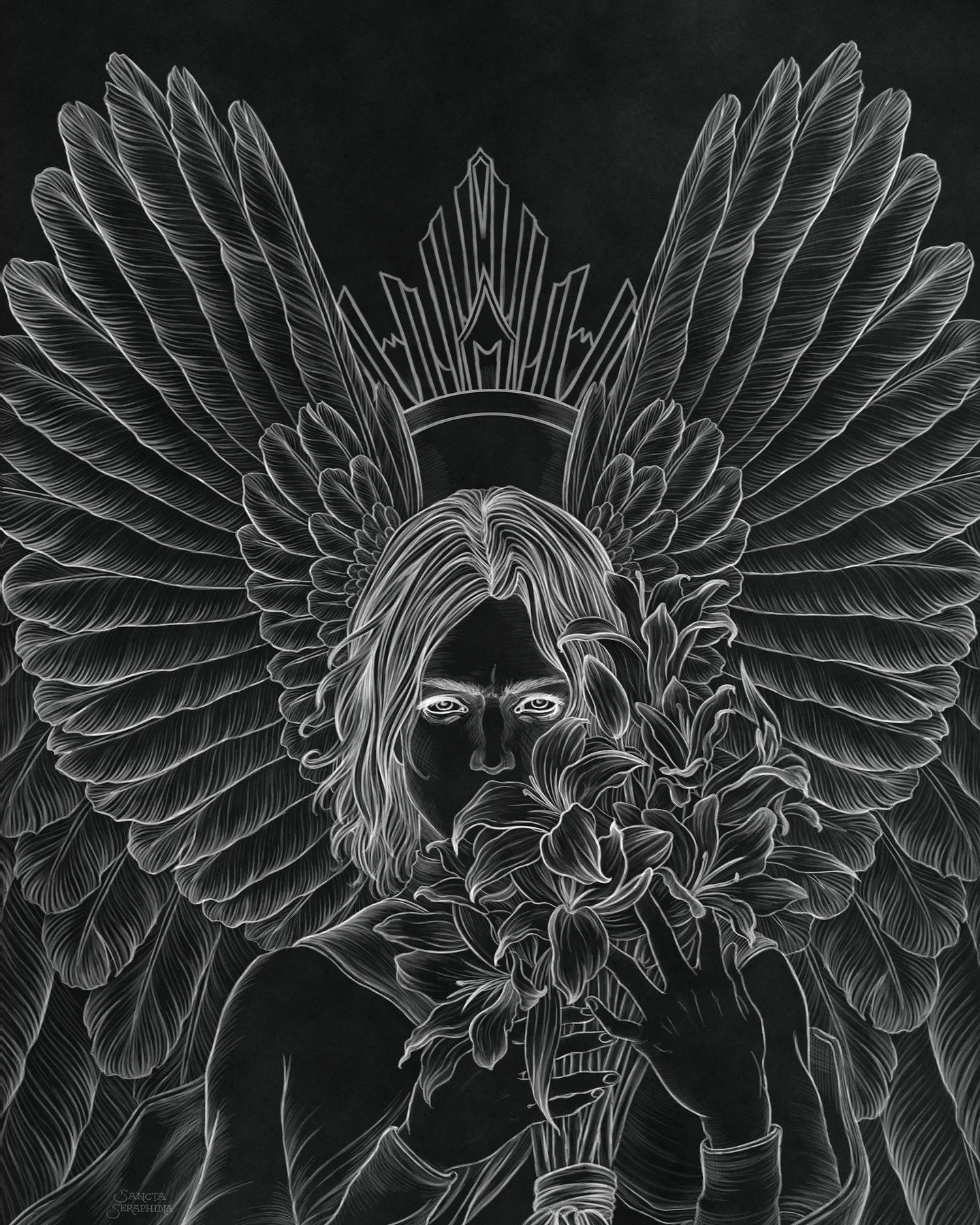 ANGELTOBER 2023 - Day 21: Lily

Well here&rsquo;s yet another illustration from Holiest. This time we have Gabriel! Please be aware&mdash;my Gabriel uses they/them pronouns. 💕

This is also an older image! Originally done in very early 2020. I&rsquo