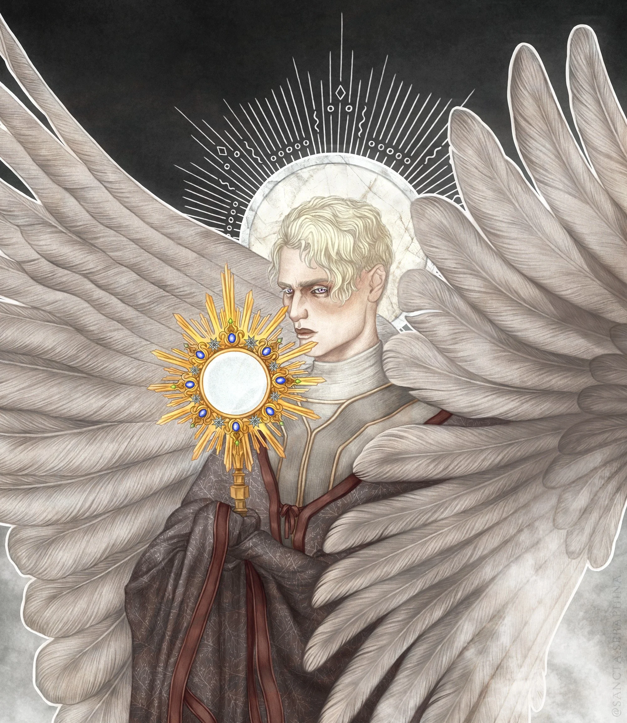 Every once in a while, I do some experimenting with digital color&mdash;I have yet to find a method of coloring that blends nicely with my linework style, but I think this picture of Metatron was one of my closest attempts so far (along with my profi