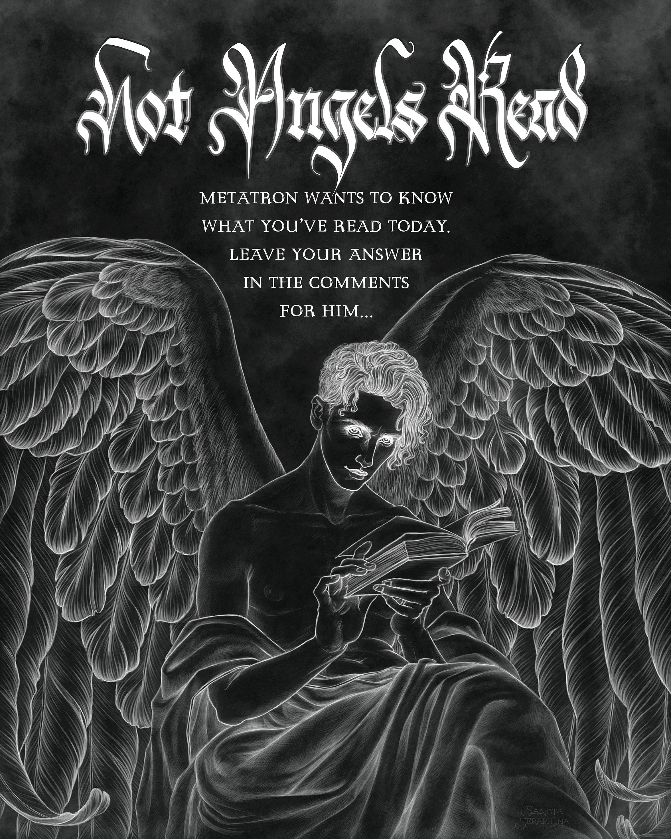 HOT ANGELS READ 🔥😇🔥

Go on, use the comments to tell Metatron (or just me, if you want) what you&rsquo;ve been reading. And swipe for some angel book recs (sorry for not tagging the authors, I don&rsquo;t want to be annoying) and a painted version