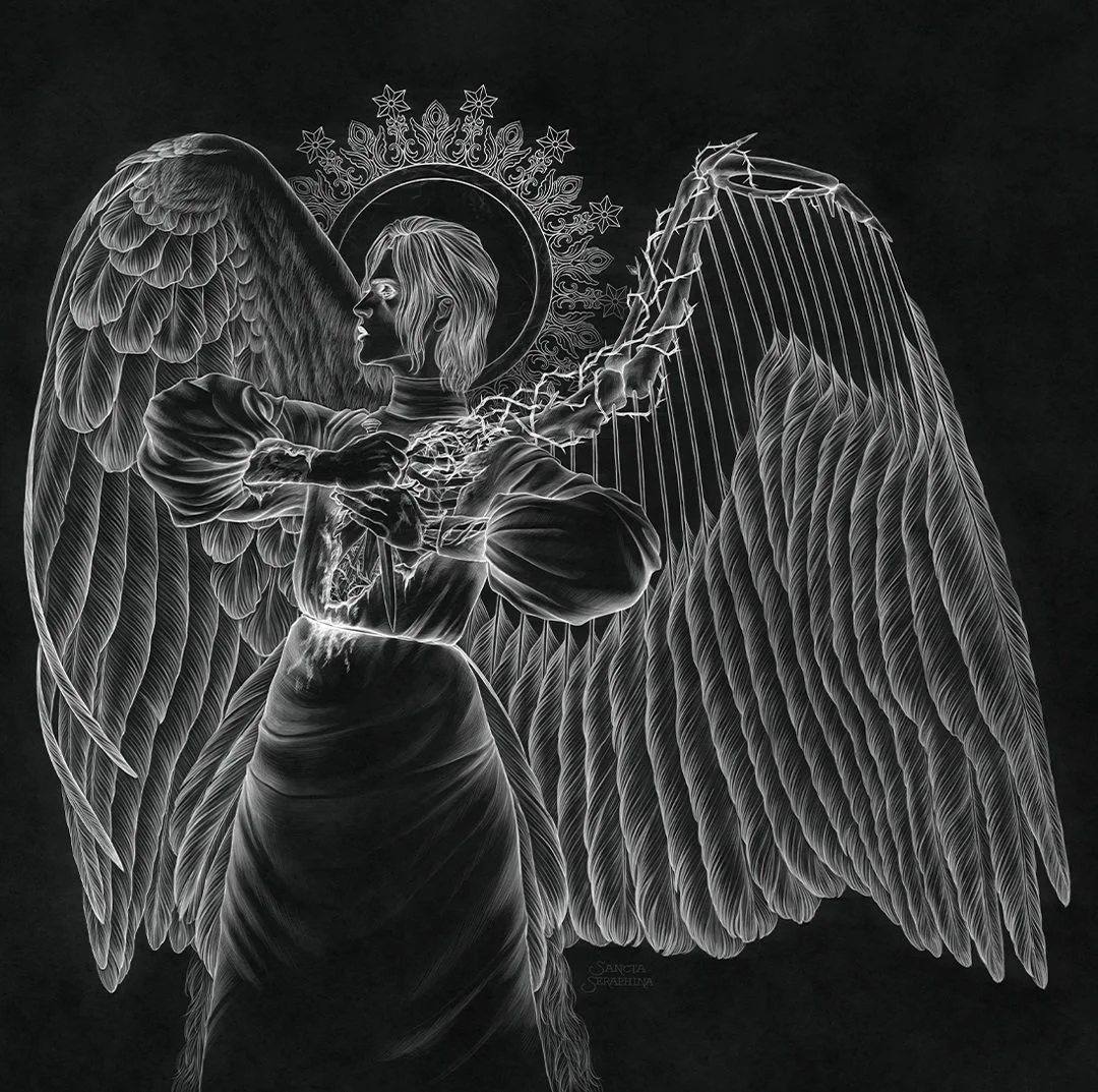 ANGELTOBER DAY 25 &mdash; Su1cide Tree 🍂
(Apologies for censoring, I don&rsquo;t want IG to limit my reach even more) (Spoilers ahead)

Continuing along a theme from HOLIEST, in Wormwood&rsquo;s Fall, Lucifer wonders yet again if he truly belongs in
