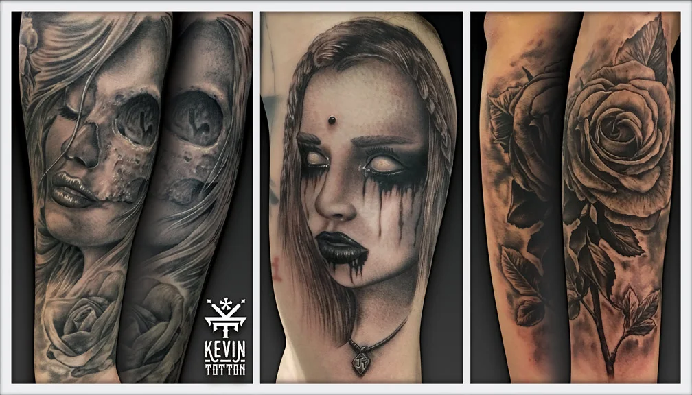 A selection of Day of the dead/horror and rose pieces. 