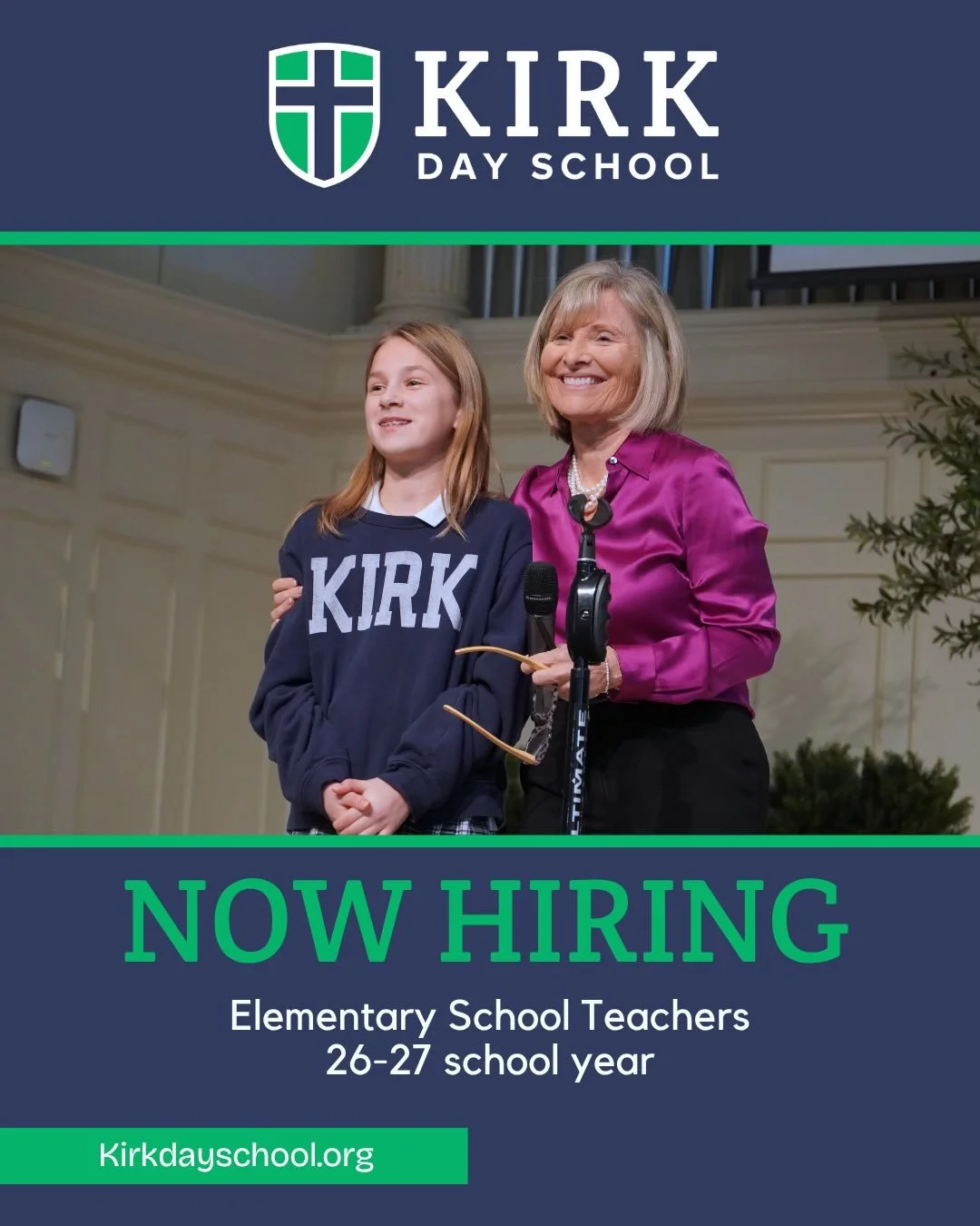 Kirk Day School is hiring teachers for the 2026&ndash;2027 school year. If you&rsquo;re passionate about education, committed to Christ-centered learning, and eager to invest in students&rsquo; lives, we would love to connect with you.

https://www.k