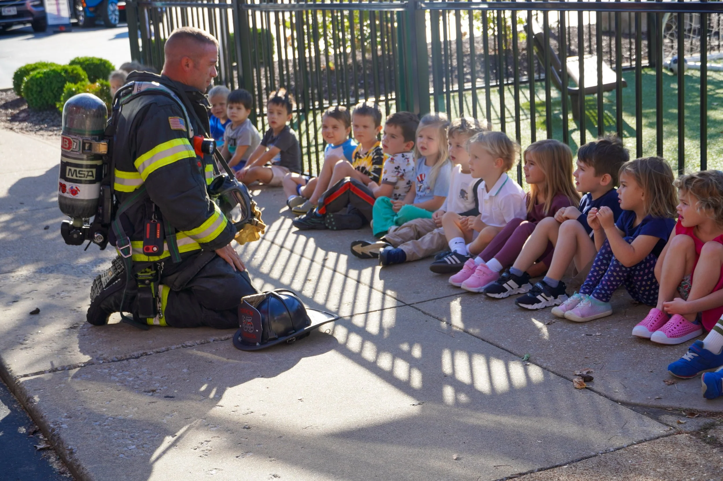 We had a great visit from the West County Fire Department today! Our preschoolers loved seeing the fire truck up close and learning about fire safety!