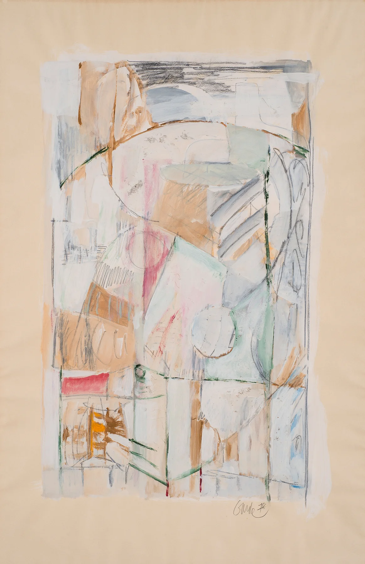 Linear Nonfigurative , 1978. Acrylic, pencil, wood shavings on paper, 42 x 27 in. (107 x 68.6 cm.)