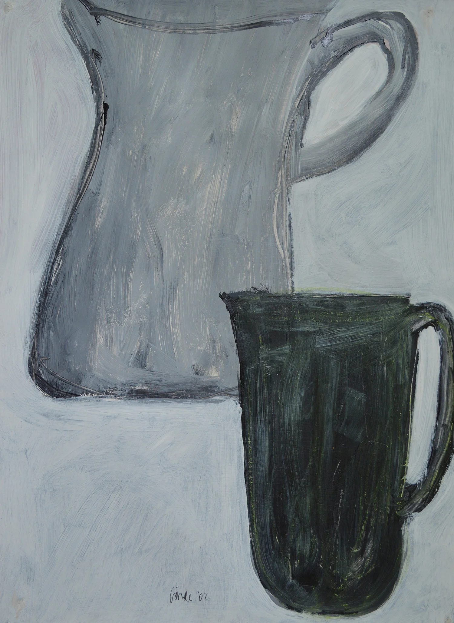 Two Pitchers . 2002. Acrylic on paper, 30 x 22 in. (76 x 56 cm.)