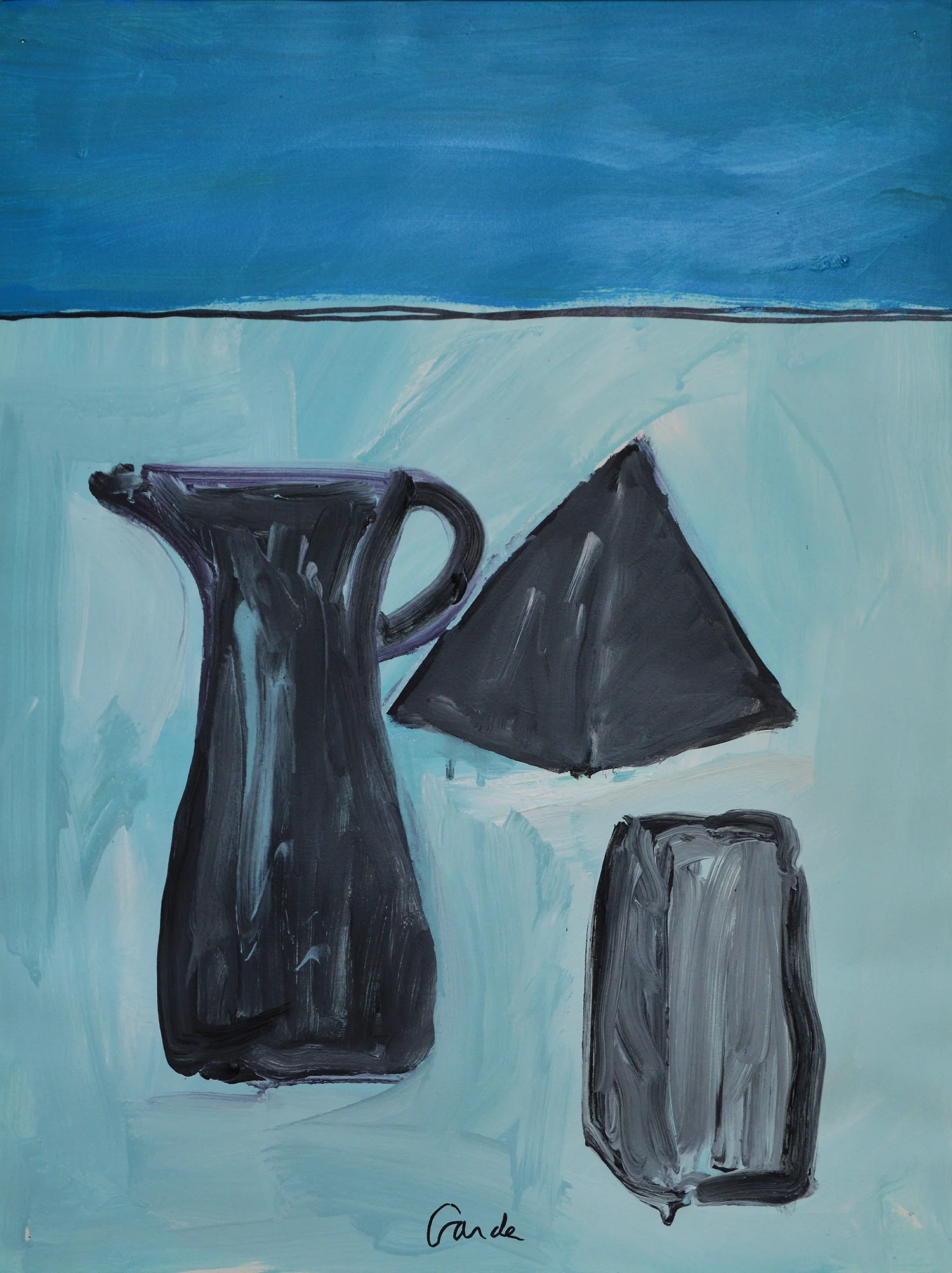 Vessels with Pyramid. 2002. Acrylic on paper, 26 x 19 in. (66 x 48cm.)