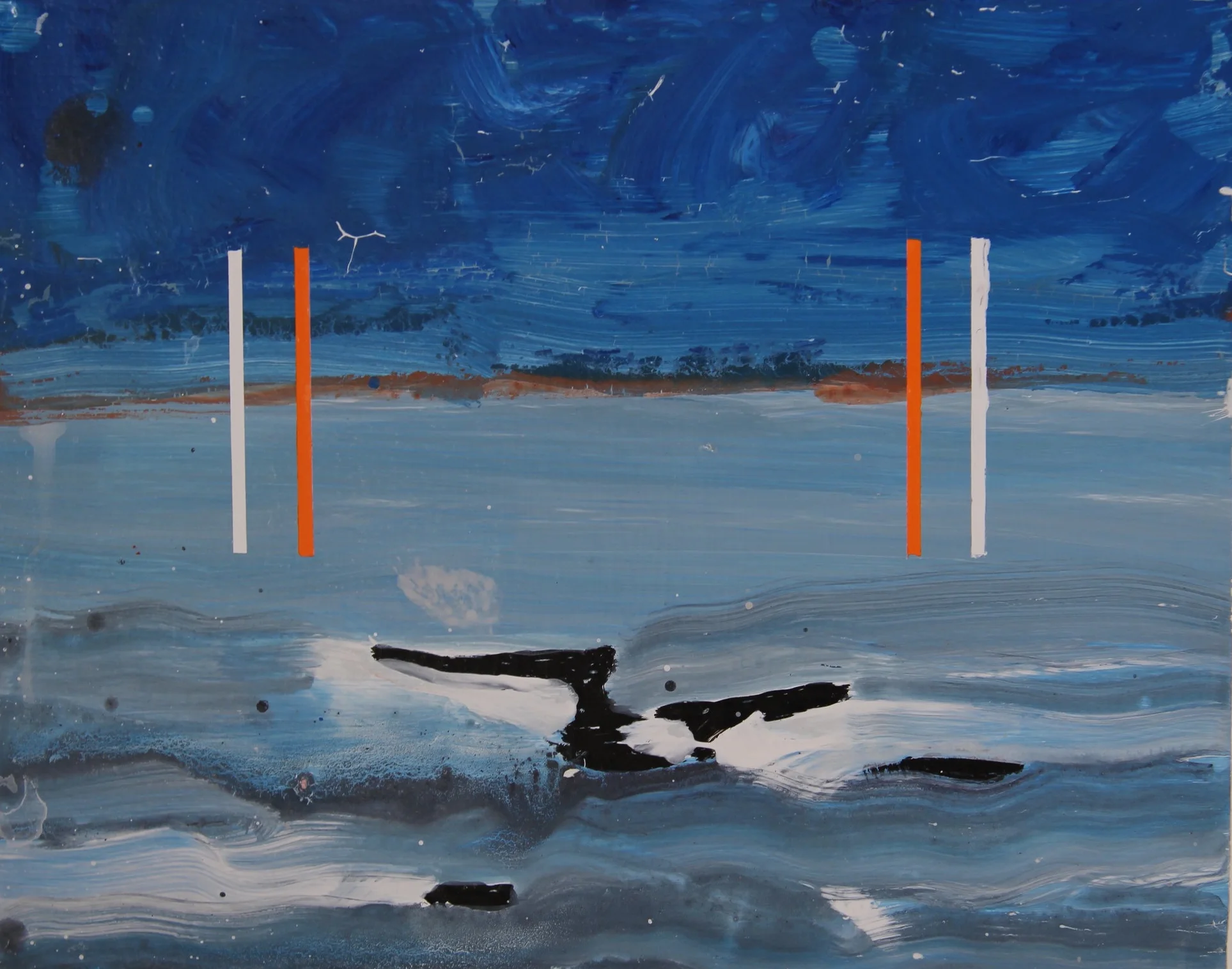 Blue Water Sighting, 2006. Acrylic Strappo mounted on paper, 22 x15 in. (58 x 38 cm.)