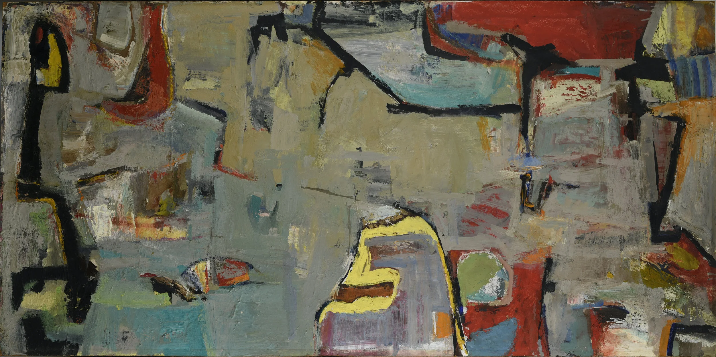 Untitled , 1957 Oil on hardboard (masonite) 23 x 47 in. (58.4 x 119.4 cm.) Collection of Geoffrey Goldstein