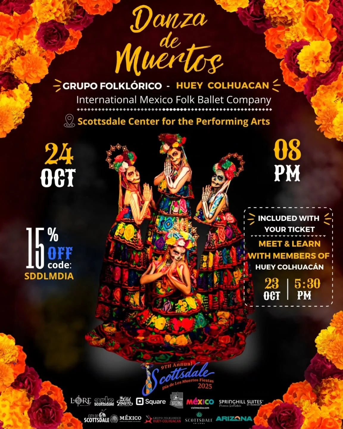 Immerse yourself in the spirit of D&iacute;a de Muertos and glimpse what happens behind the curtain. Your ticket includes a Meet &amp; Learn where you can meet the artists and explore their creative process.

Included with your ticket:
Meet &amp; Lea