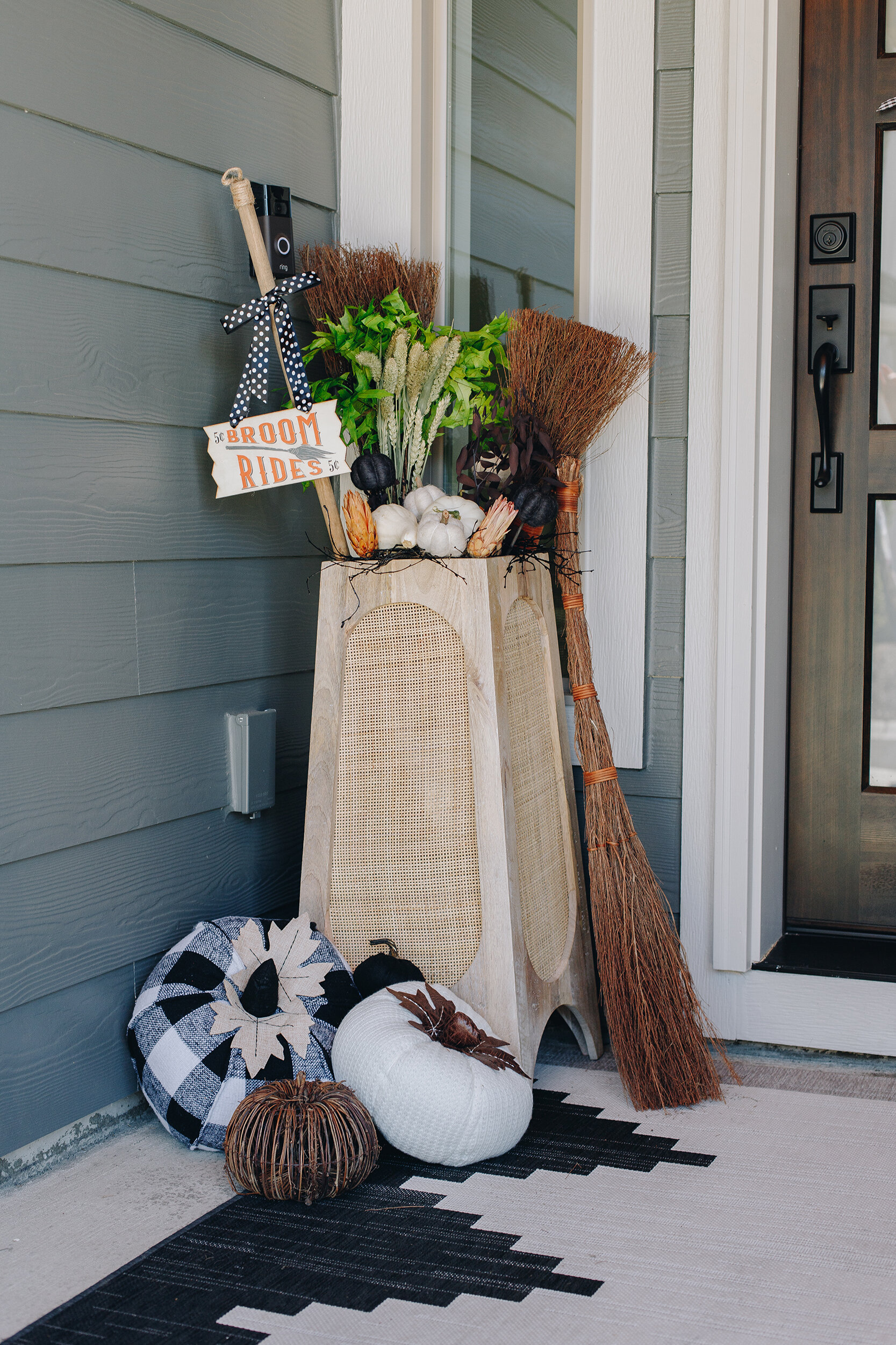Farmhouse Style Witches' Brooms Display