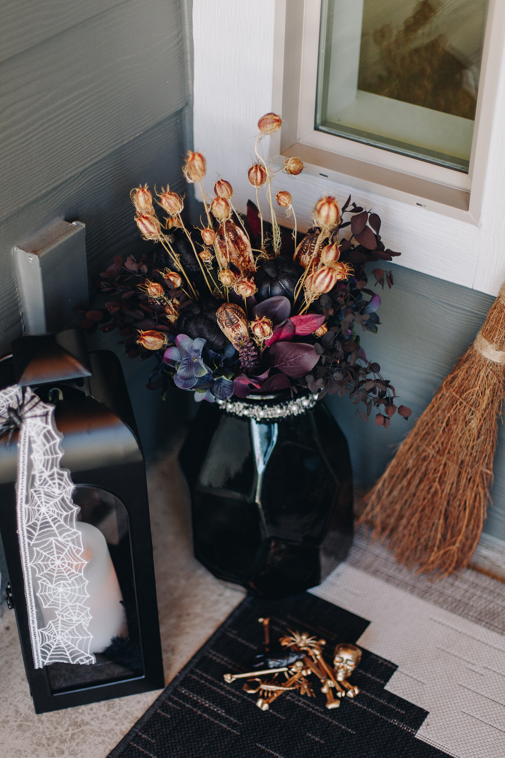 Dried Floral Arrangement with Broom