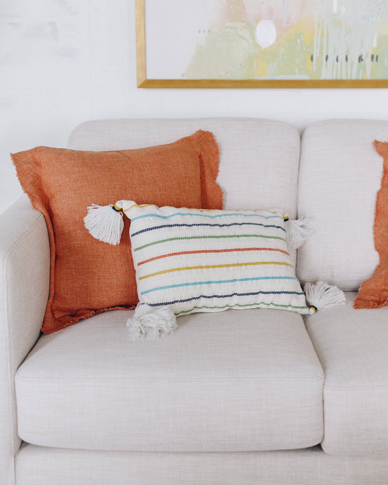 Maximal Minimalism Pillows on a Couch