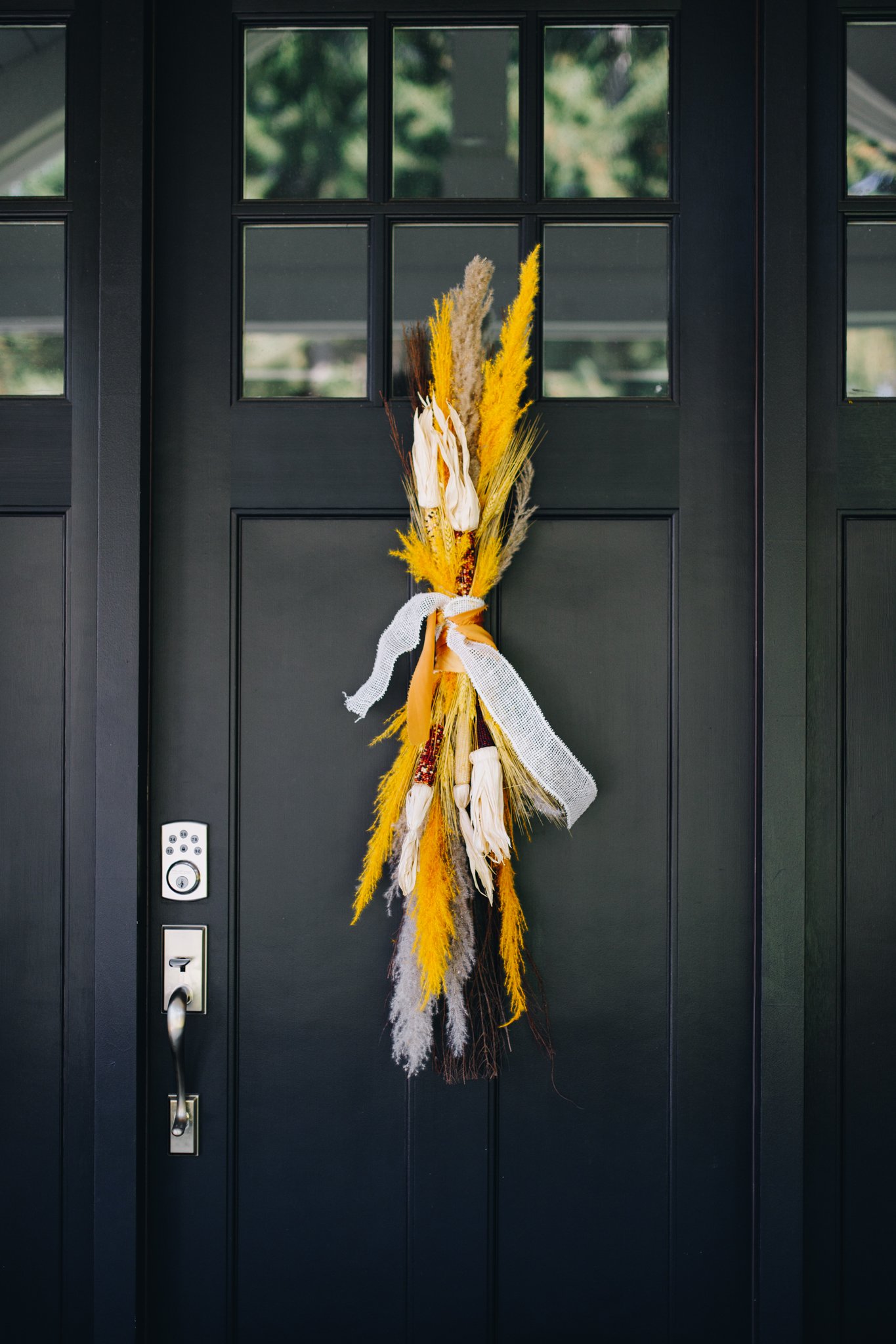 Scented broom and pampas grass vertical wreath for the front door for fall