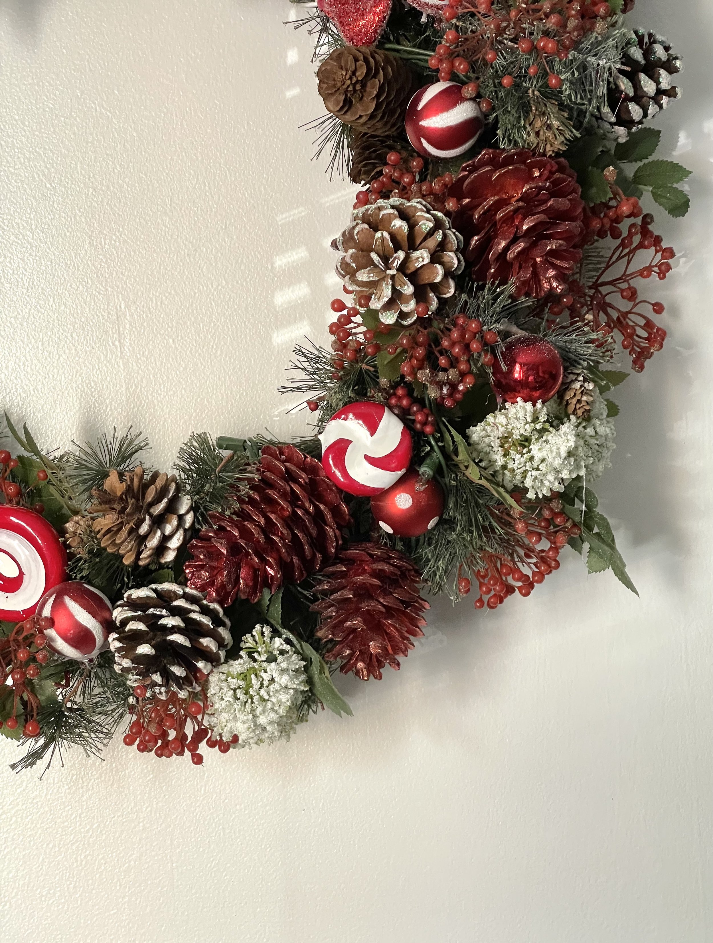 red and white candy wreath