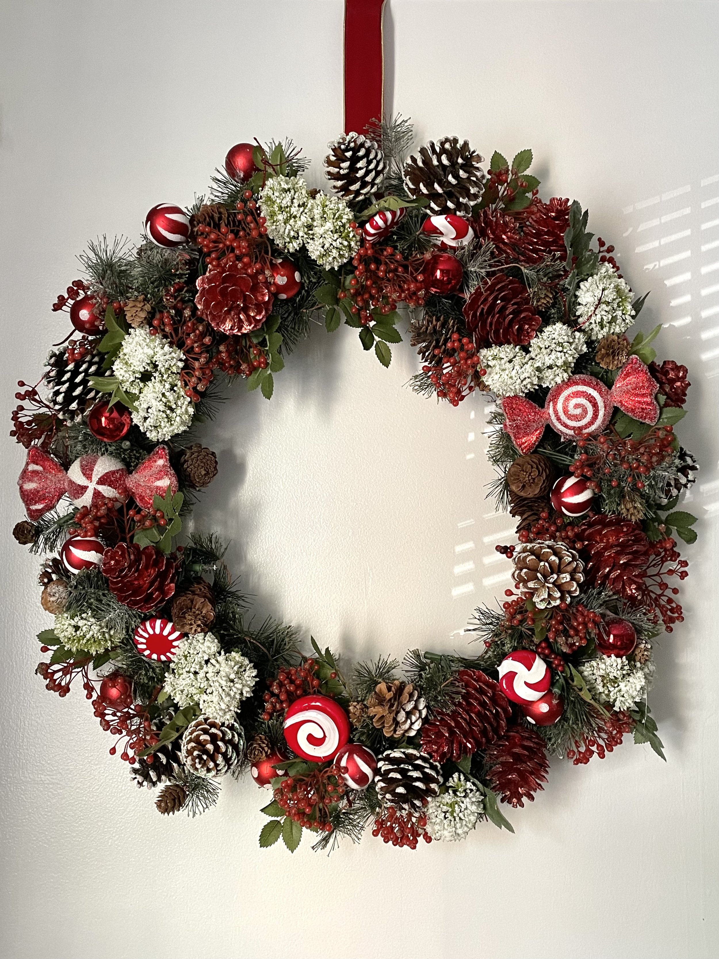 Red and White Candy Wreath