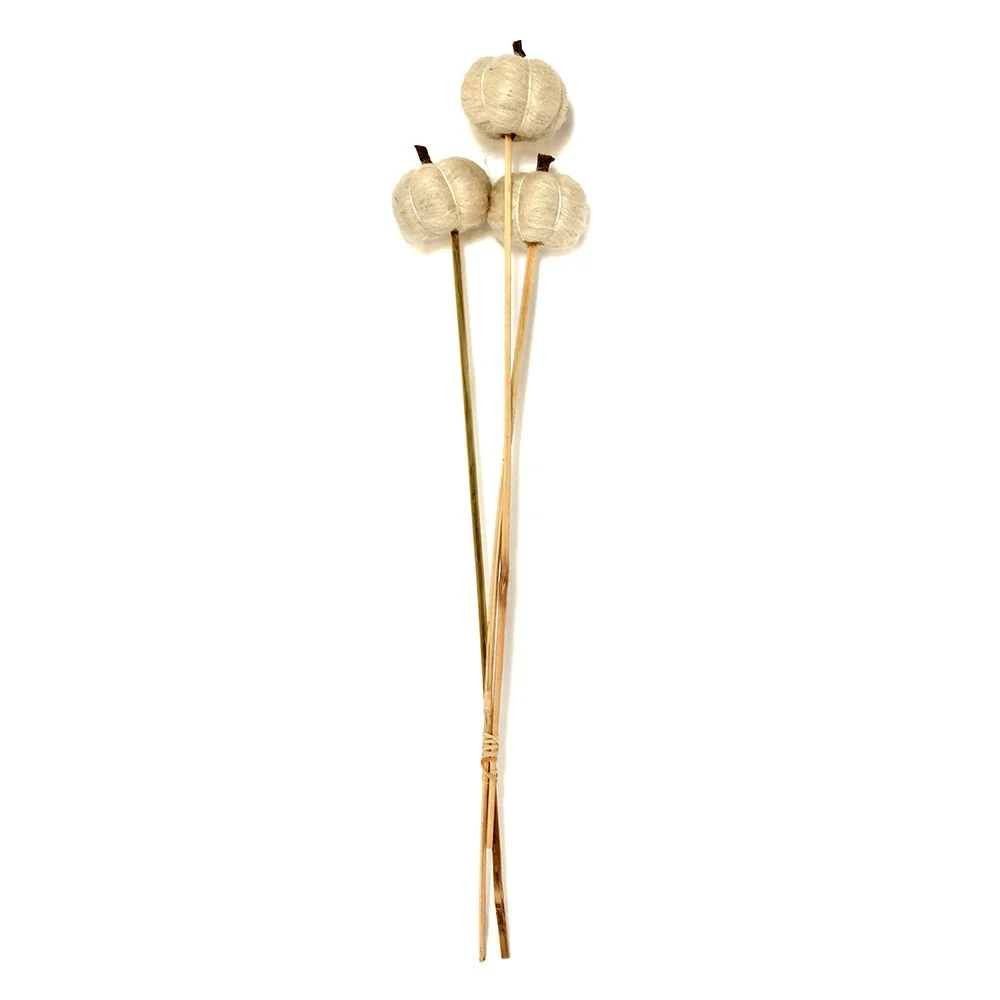 cream coco fiber pumpkins on stick