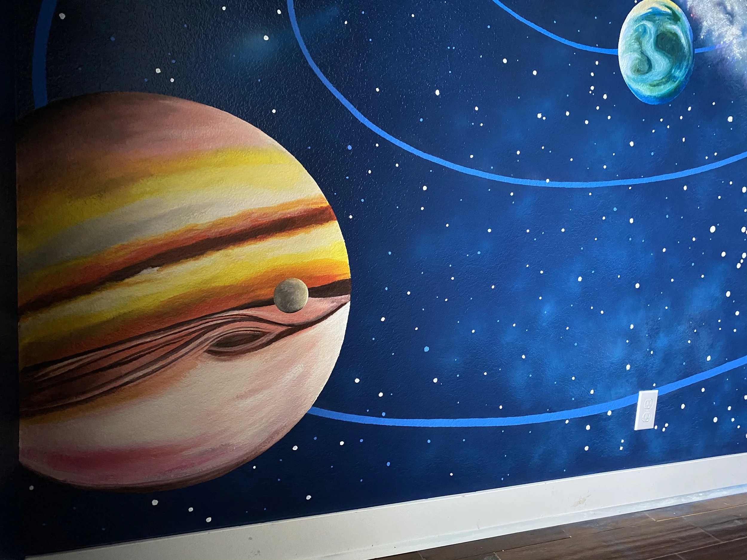 Solar System mural (detail), private residence, Denver CO, 2021
