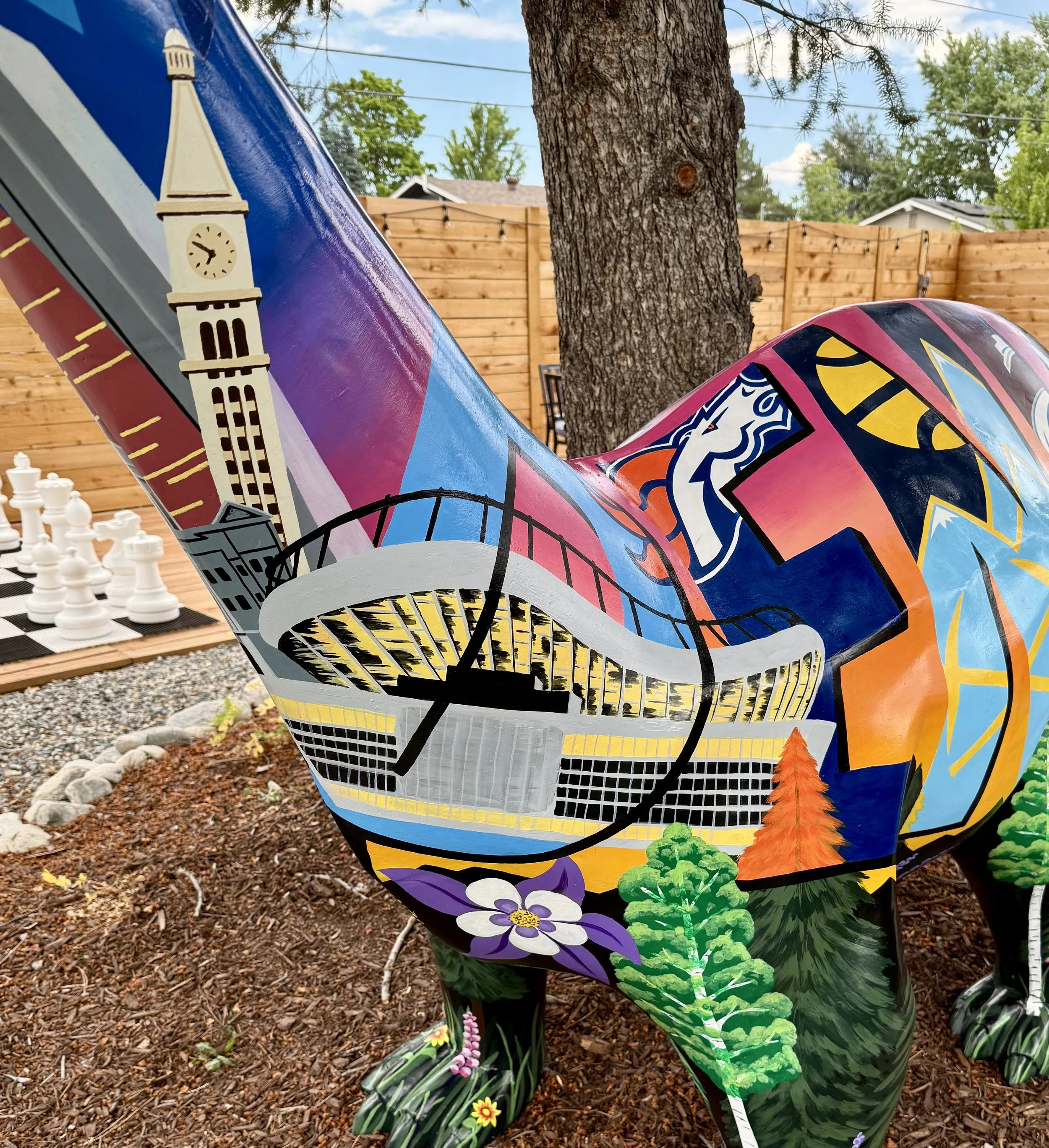 'Denver Dino', Painting on a dinosaur sculpture for an AirBnB (detail), Centennial, CO, 2025