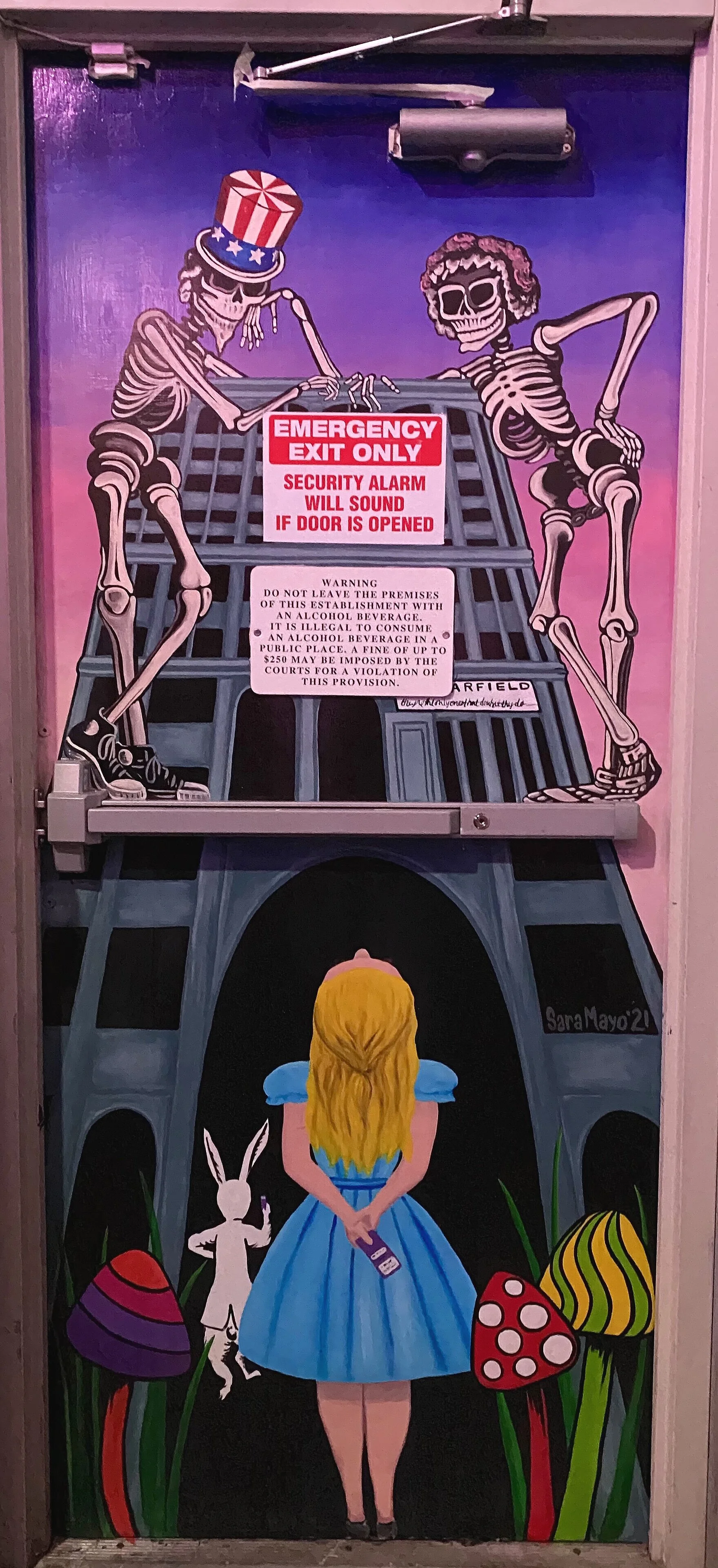 'Feed Your Head' Stage Wall & Door mural, 6' x 30', music venue, Denver CO, 2021
