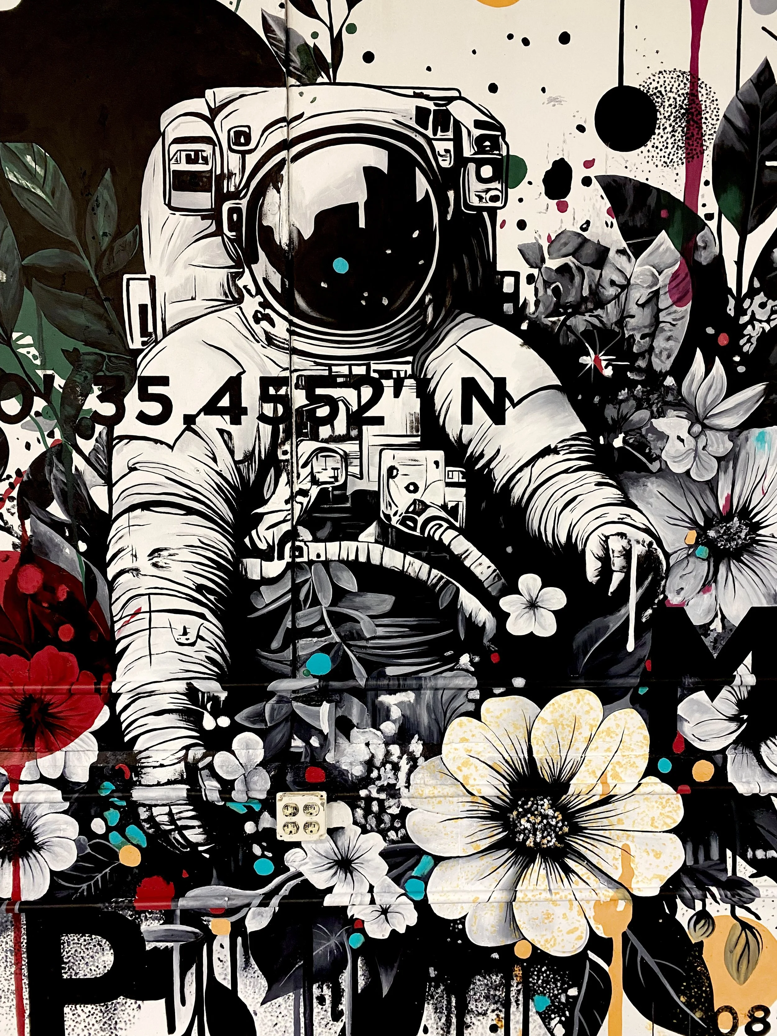 'Astronaut & Flowers', Interior mural for workspace (detail),  Longmont, CO, 2024