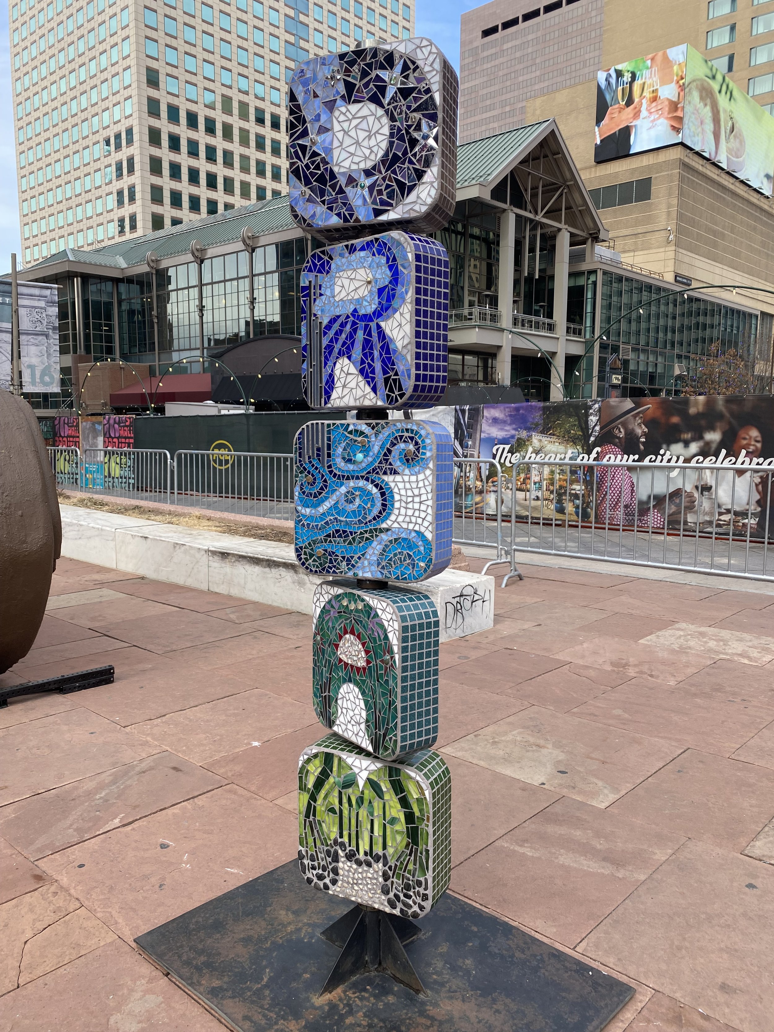 Mosaic kinetic sculpture, 16th Street Mall, Denver, CO, 2024 (sides redone)
