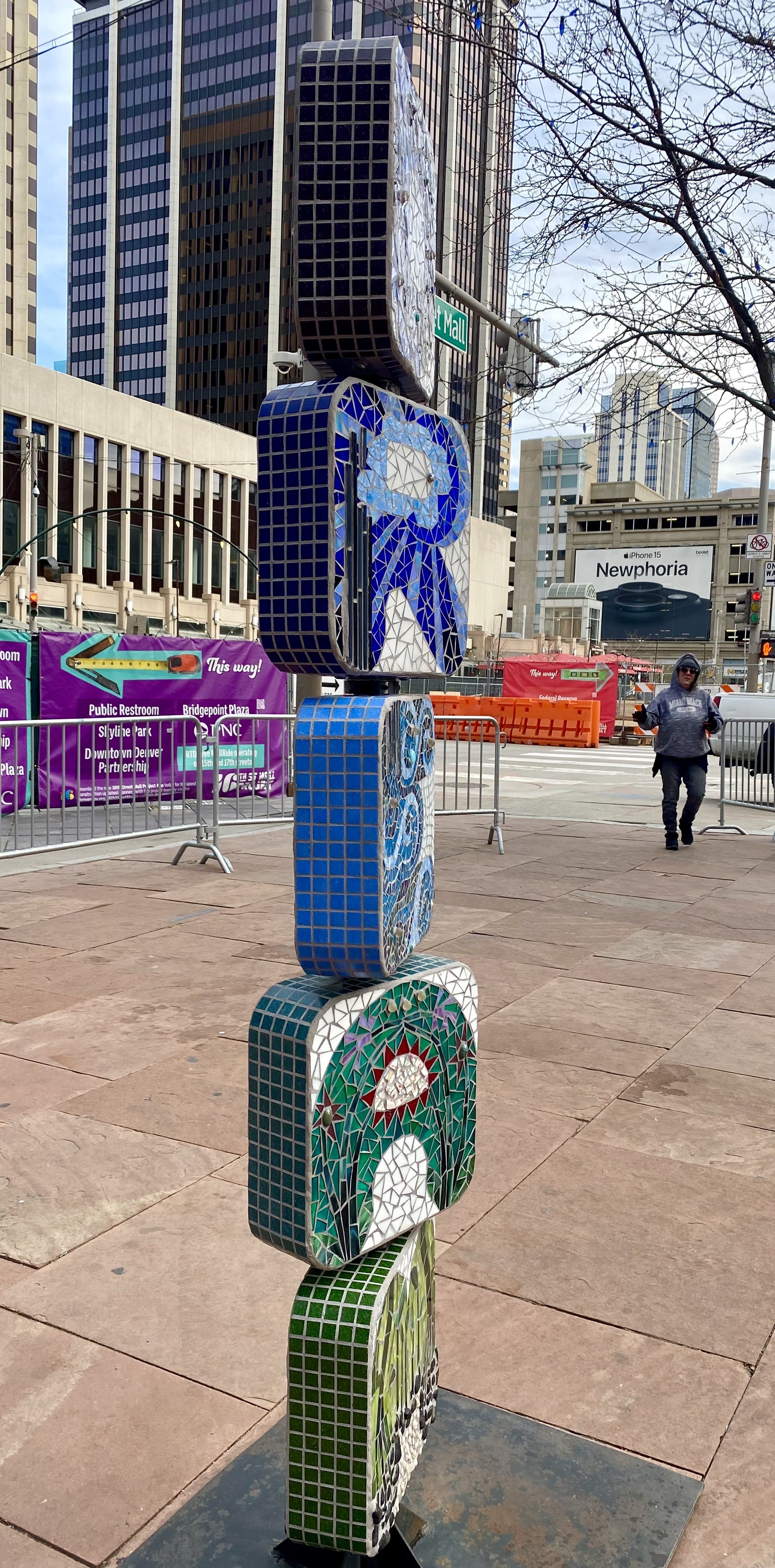 Mosaic kinetic sculpture, 16th Street Mall, Denver, CO, 2024 (sides redone)