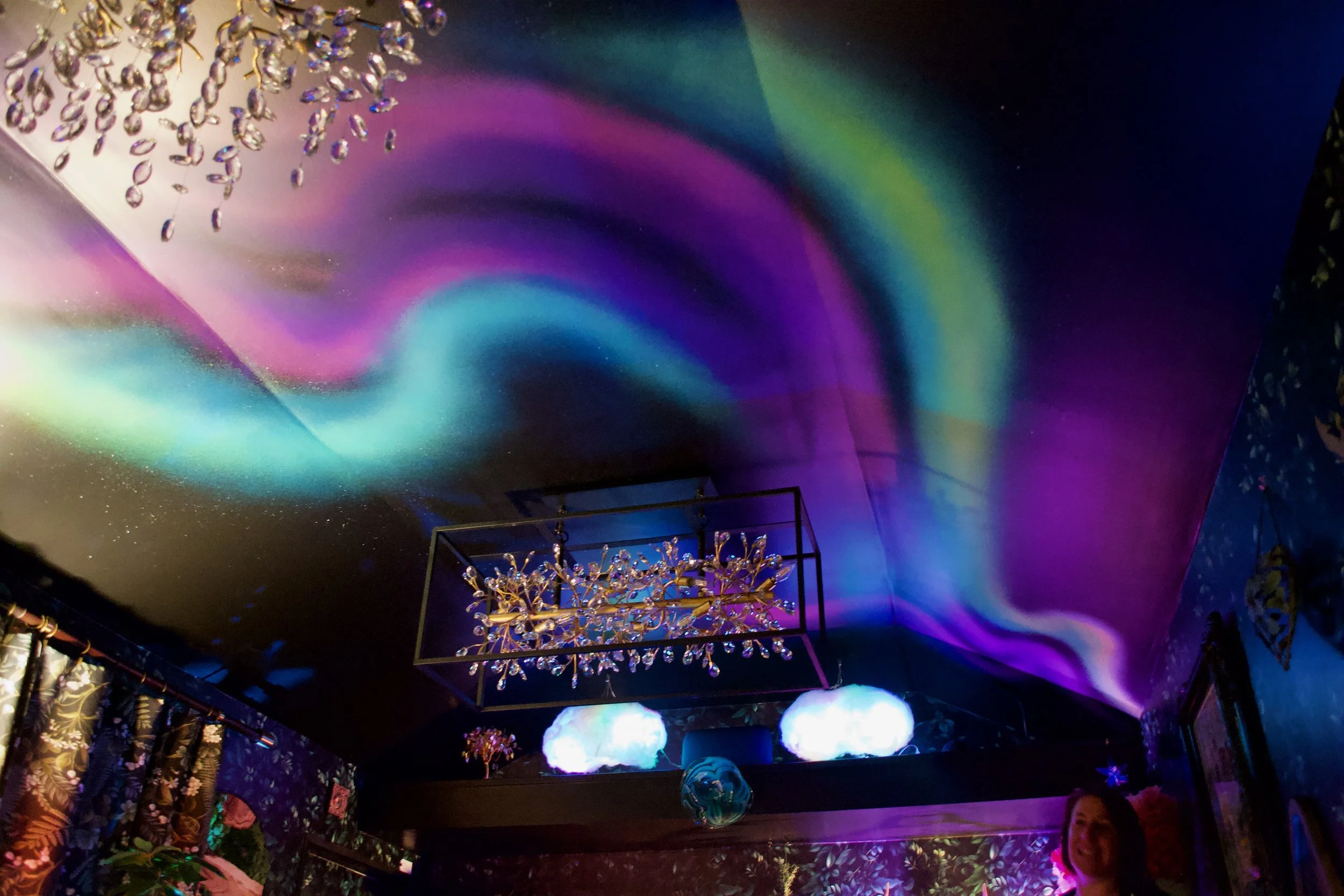 Northern Lights ceiling in "speakeasy" shed, private residence, Lakewood, CO, 2026