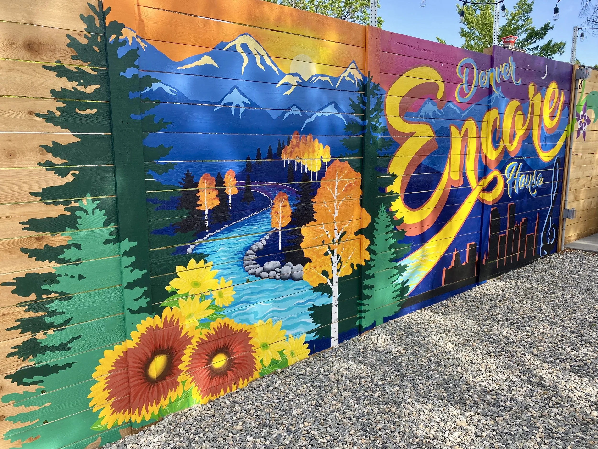 Mural for backyard of an AirBnB, 8' x 20', Centennial, CO, 2025