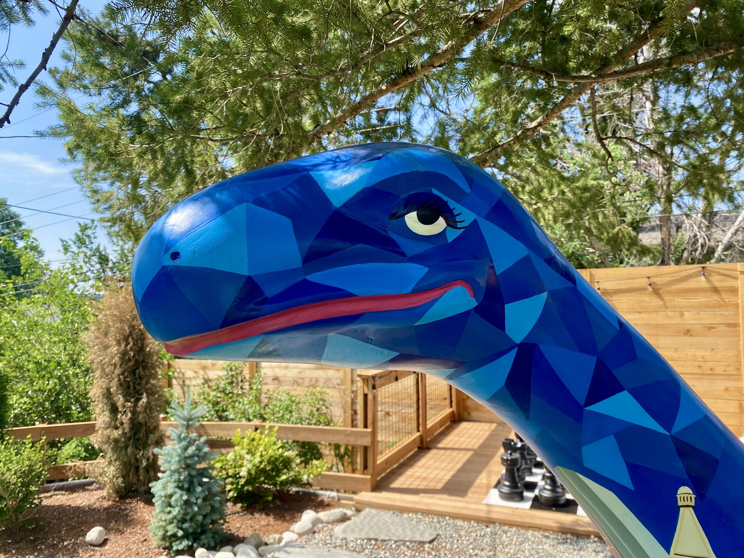 'Denver Dino', Painting on a dinosaur sculpture for an AirBnB (detail), Centennial, CO, 2025