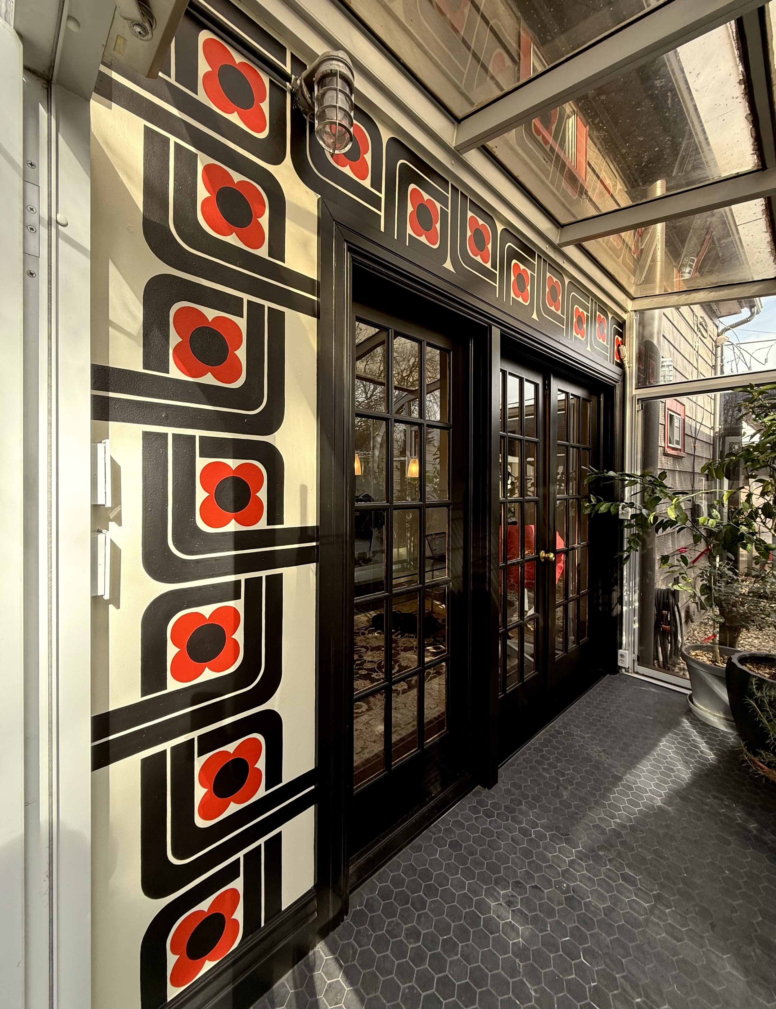 Greenhouse mural flanking French doors, private residence, Denver, CO, 2025