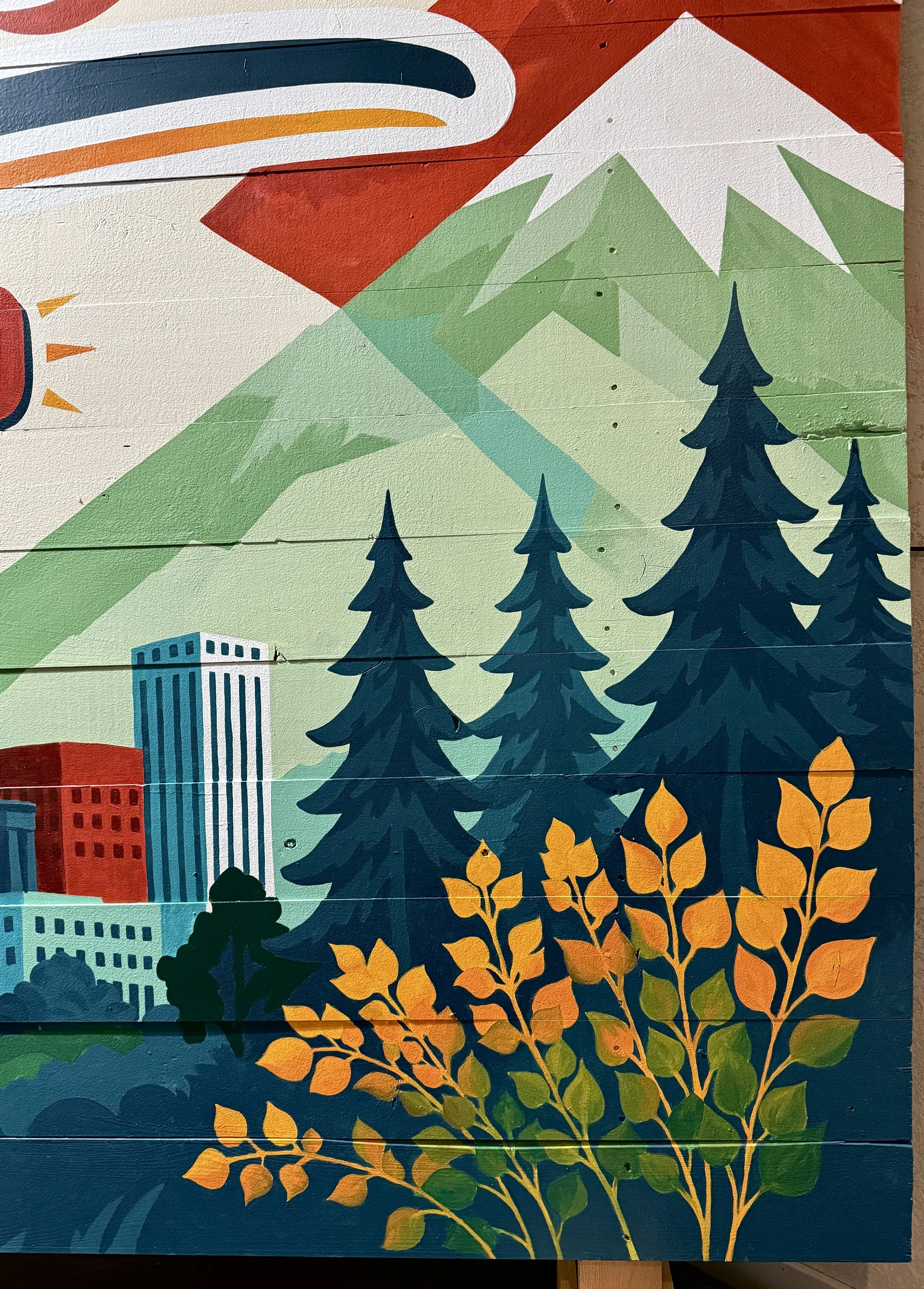 Denver Mural for backyard of an AirBnB (detail), Arvada, CO, 2026