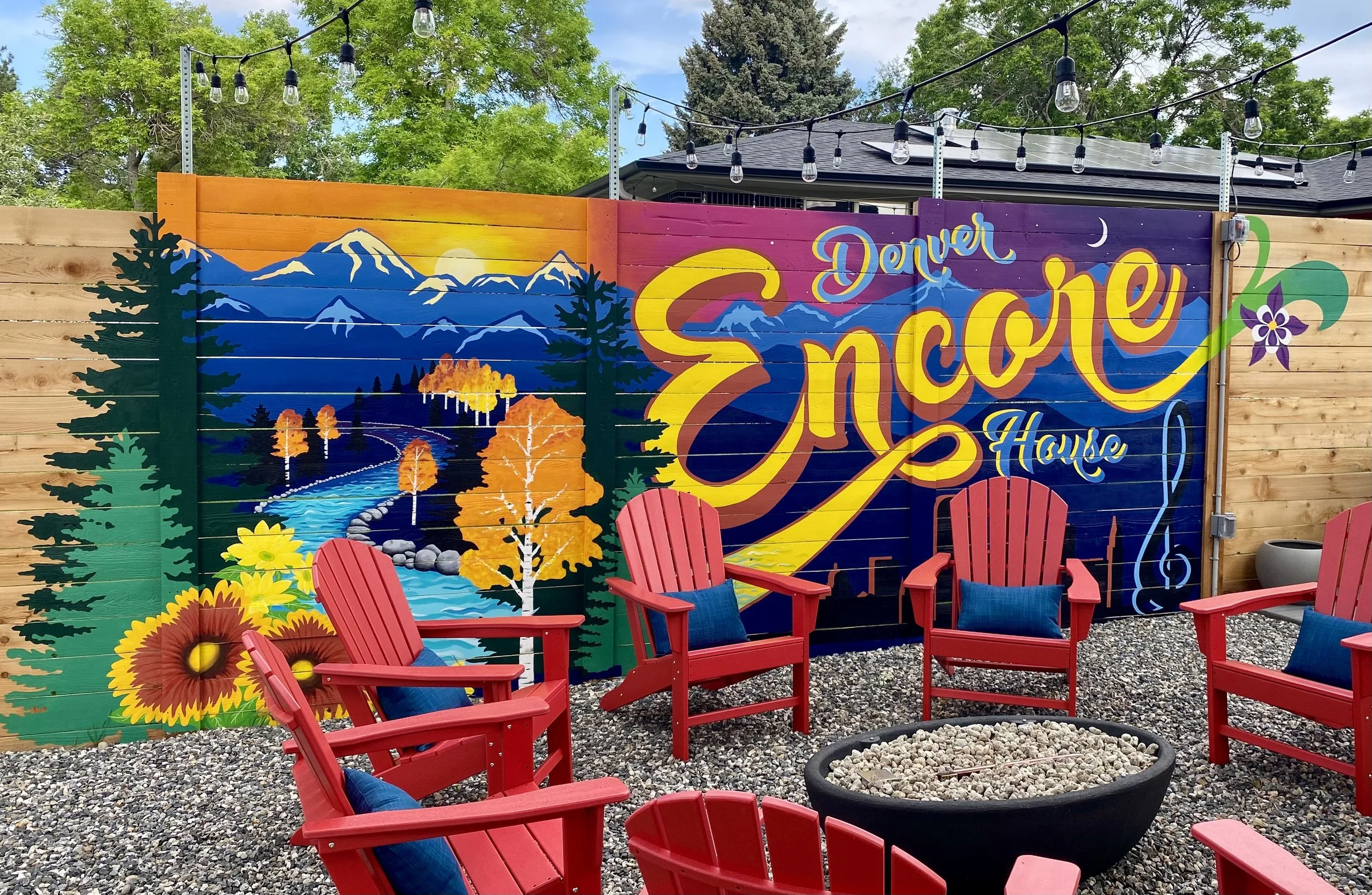 Mural for backyard of an AirBnB, 8' x 20', Centennial, CO, 2025