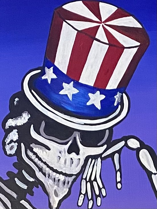 'Feed Your Head' Stage Wall & Door mural (detail), music venue, Denver CO, 2021